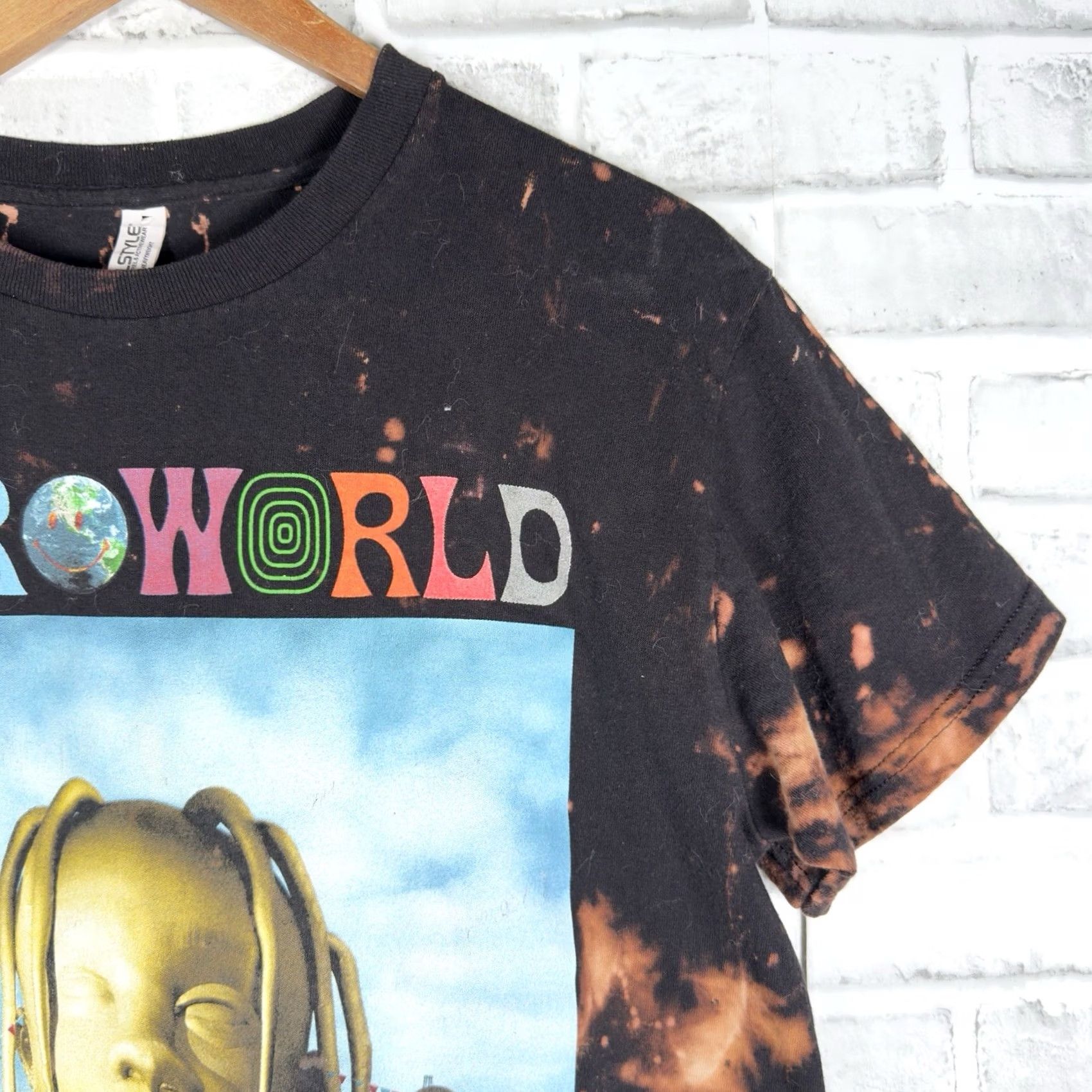 Vintage VINTAGE Alstyle Astro World Bleached Black Graphic Tee Mens Size M Size US M / EU 48-50 / 2 - 2 Thumbnail