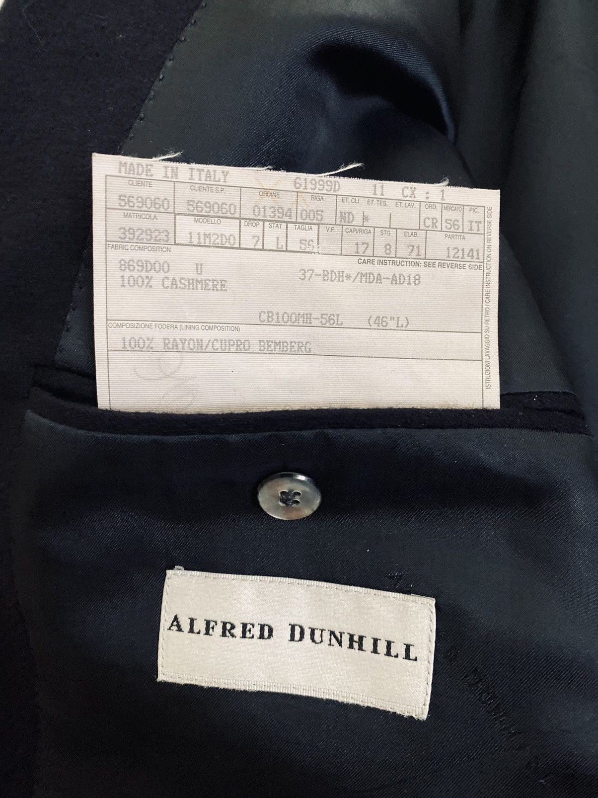 Alfred Dunhill Dunhill x Zegna 🇮🇹 Navy Cashmere Felt Brass Button Blazer 46L Size 46L - 2 Thumbnail