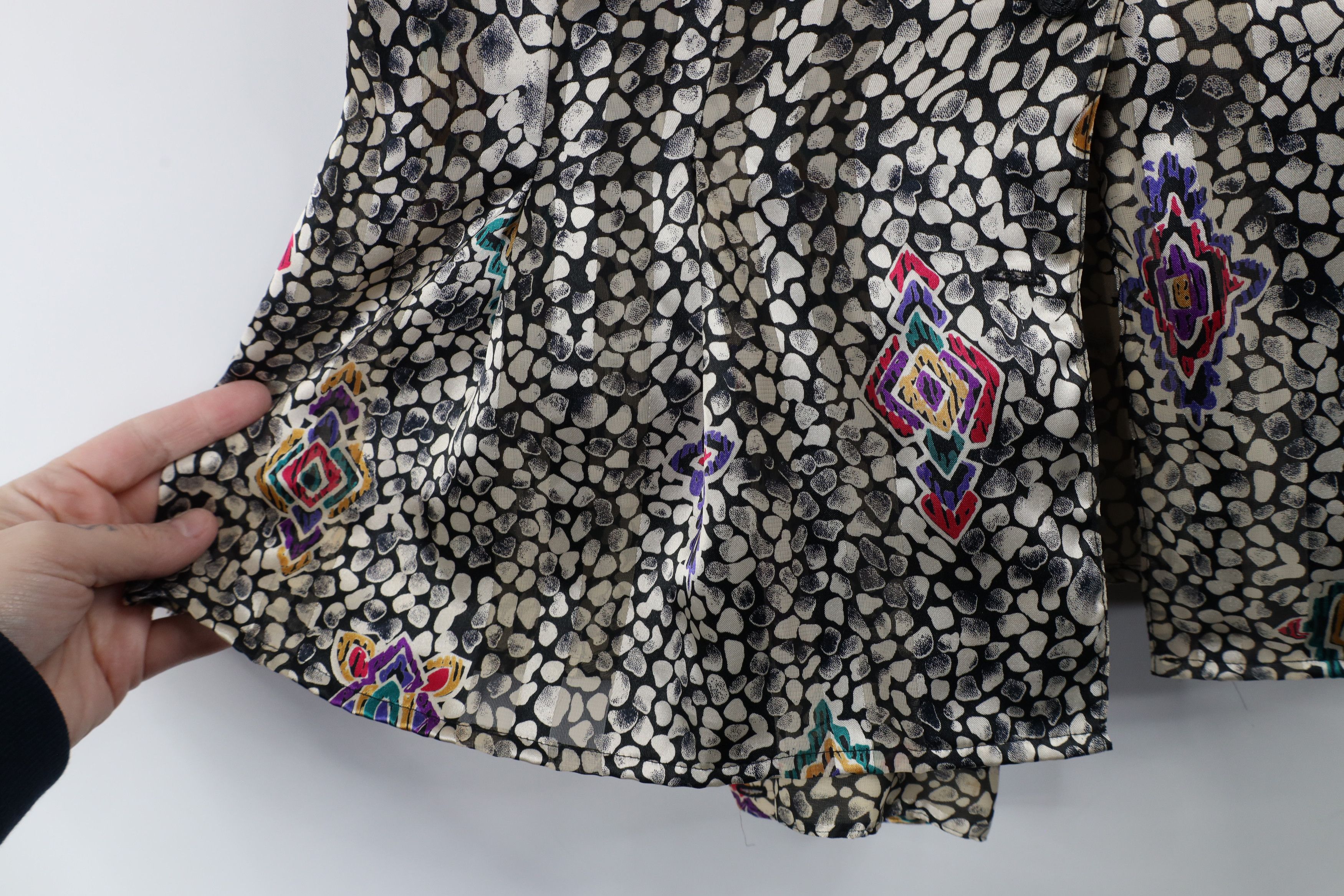 Vintage Vintage 90s Geometric Sheer Silky Polyester Button Shirt Size XL / US 12-14 / IT 48-50 - 6 Thumbnail