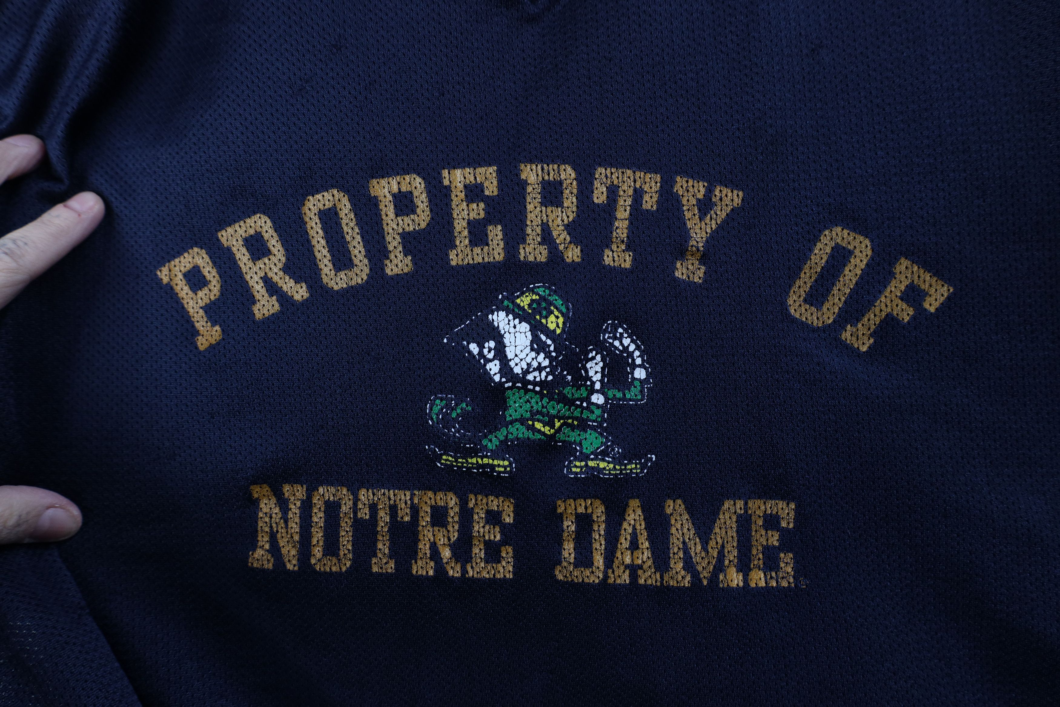 Vintage Vintage 90s Notre Dame University Mesh Ringer T-Shirt Jersey Size US XL / EU 56 / 4 - 4 Thumbnail