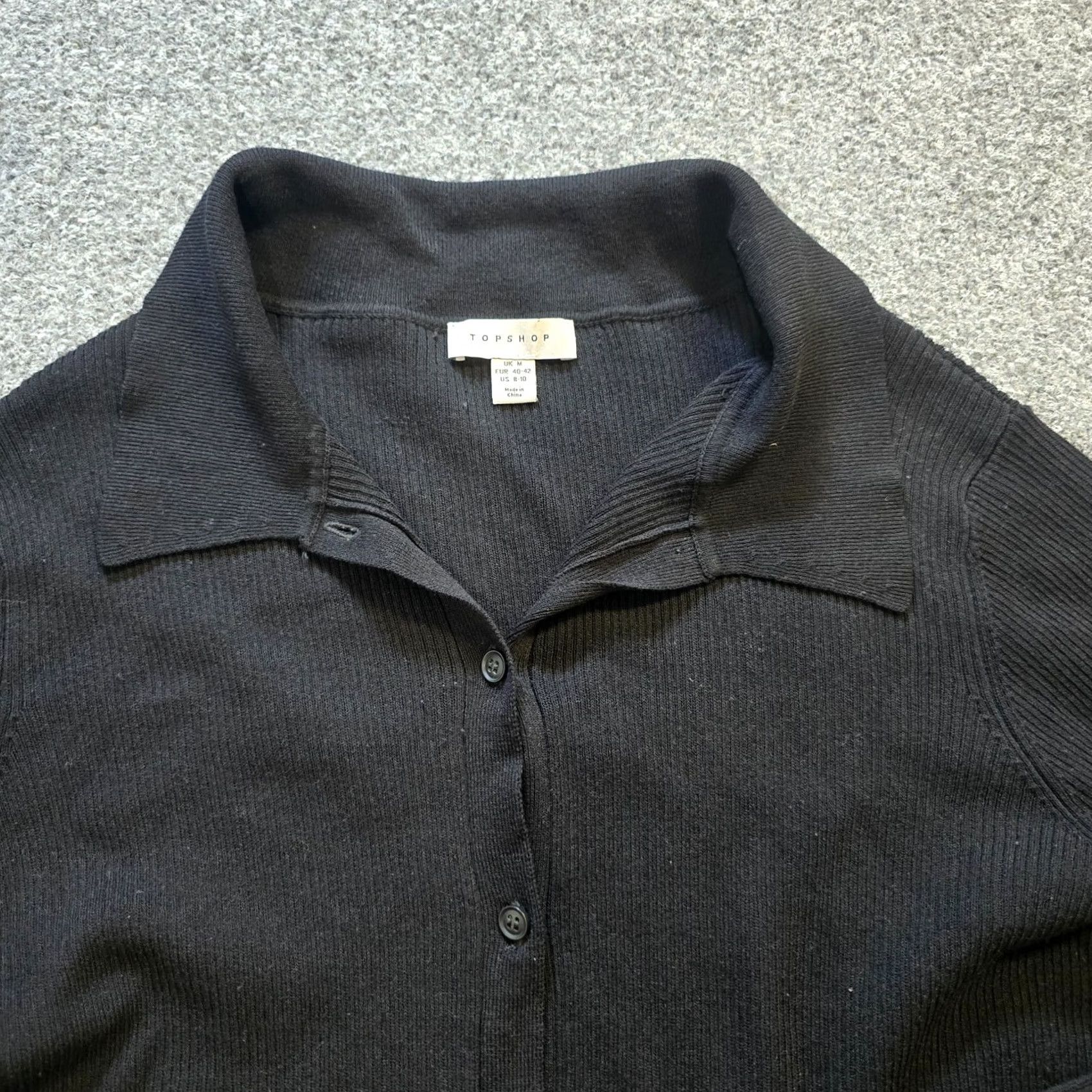 Topshop Topshop Sweater Cardigan Womens Size 10 Black Ribbed Knit Button Capsule Neutral Buttoned Cardigan Season Winter Spring Fall Regular Women Size L / US 10 / IT 46 - 2 Thumbnail