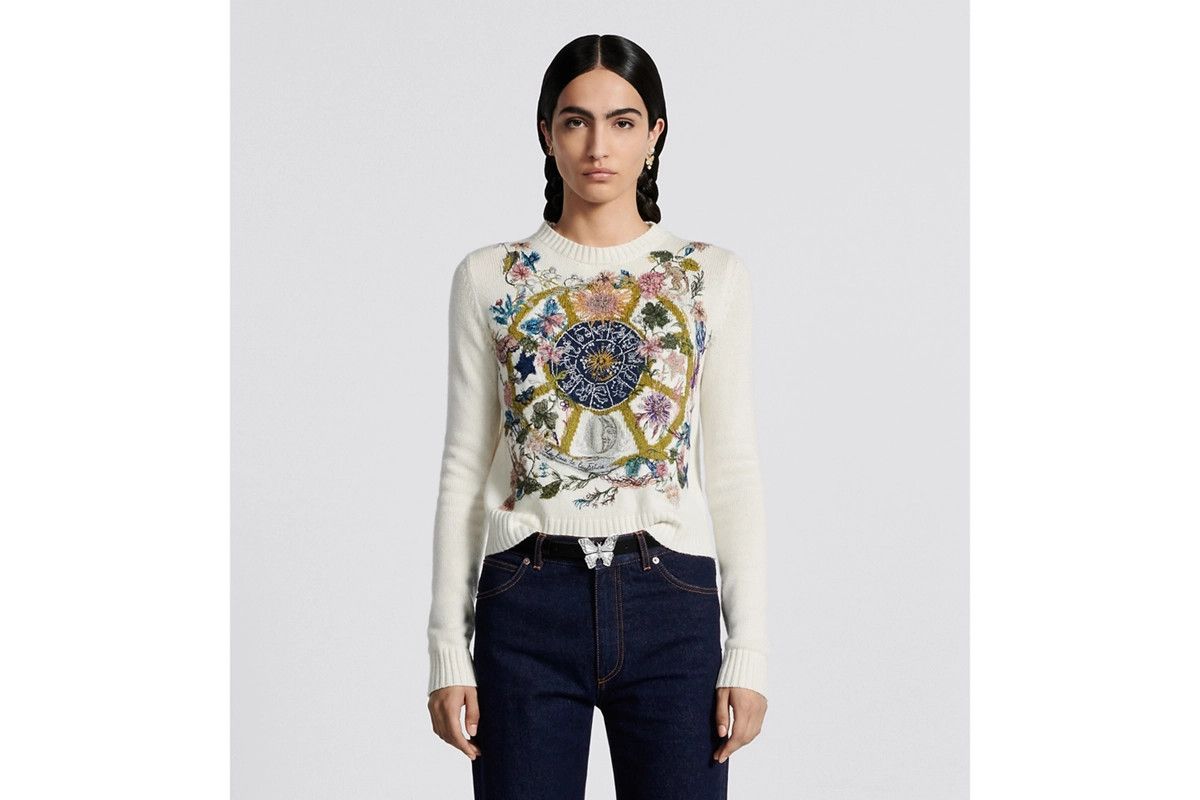 Dior o1bcso1str0225 Embroidered Sweater in White Size M / US 6-8 / IT 42-44 - 5 Thumbnail