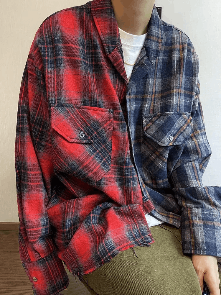 Japanese Brand × Vintage Outdoor retro patchwork distressed plaid check shirt Size US XL / EU 56 / 4 - 2 Thumbnail