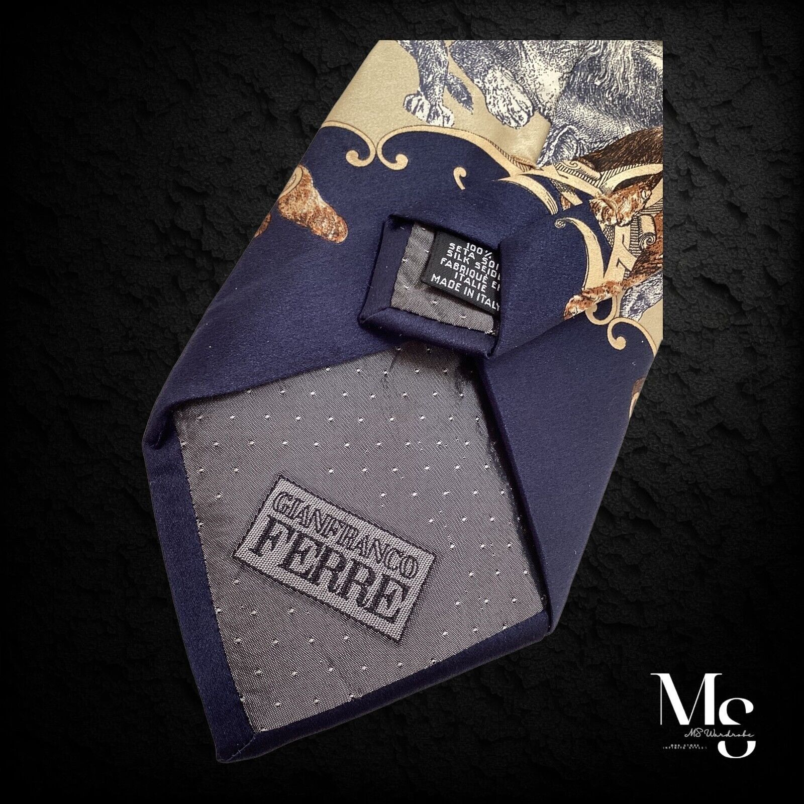 Gianfranco Ferre GIANFRANCO FERRE Beige & Gray Animal Print Silk Tie Made In Size ONE SIZE - 4 Thumbnail