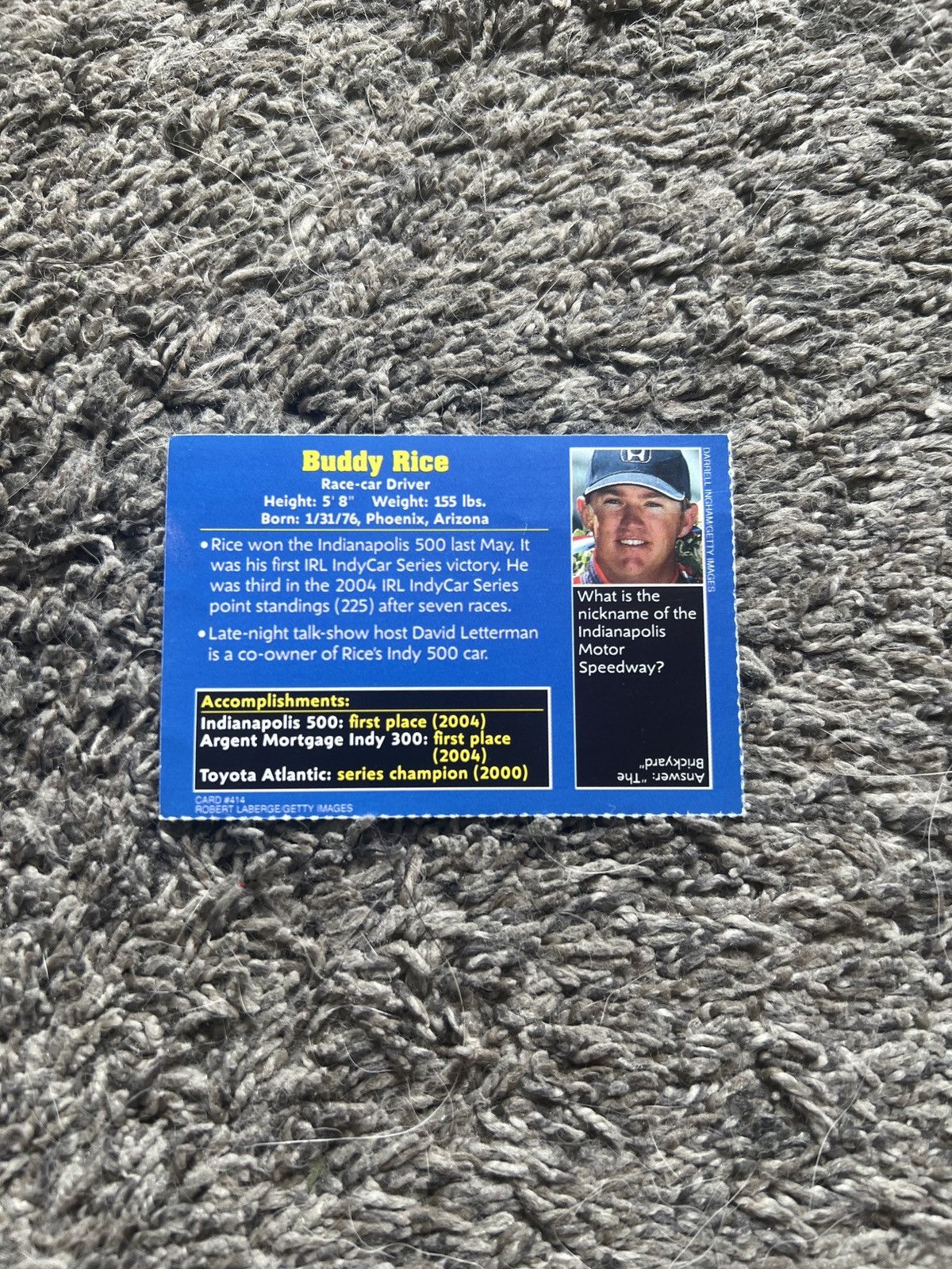 Vintage 2004 Sports Illustrated For Kids #414 Buddy Rice Card Size ONE SIZE - 2 Thumbnail