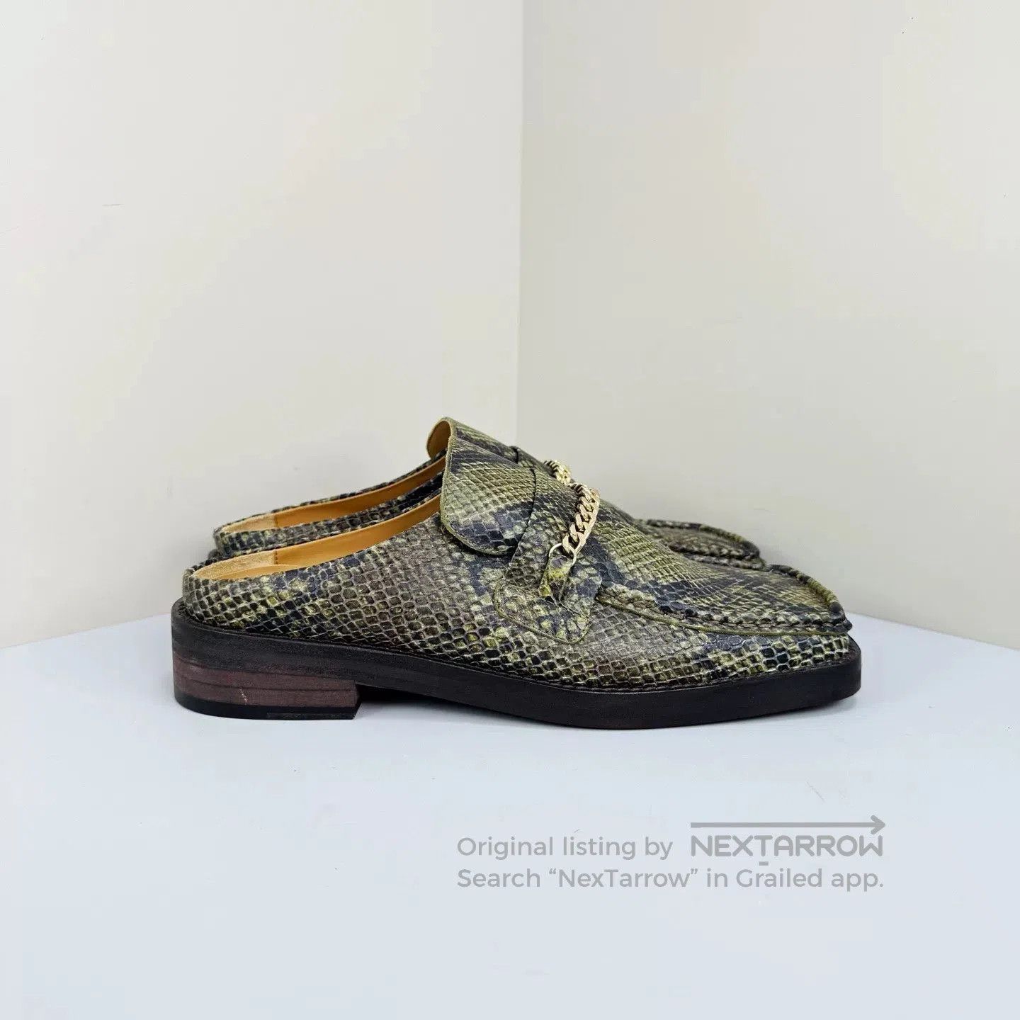 Martine Rose Martine Rose Snake Print Chain Square-Toe Loafers. Size US 7 / IT 37 - 4 Thumbnail