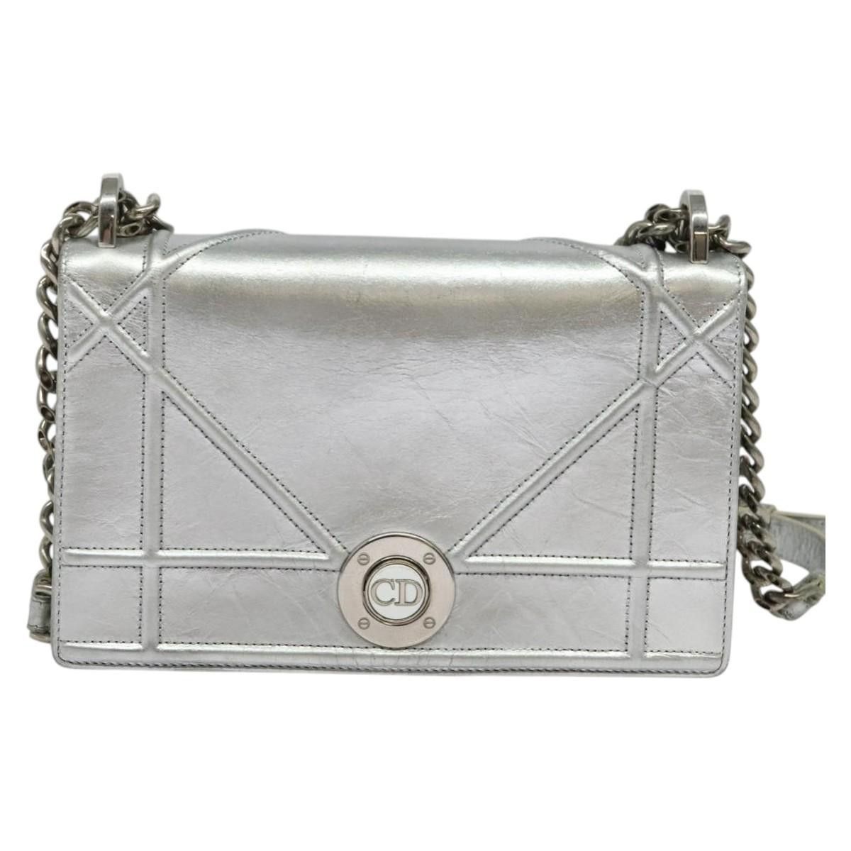 Dior DIOR Chain Diorama Shoulder Bag Leather Silver Size ONE SIZE - 2 Thumbnail