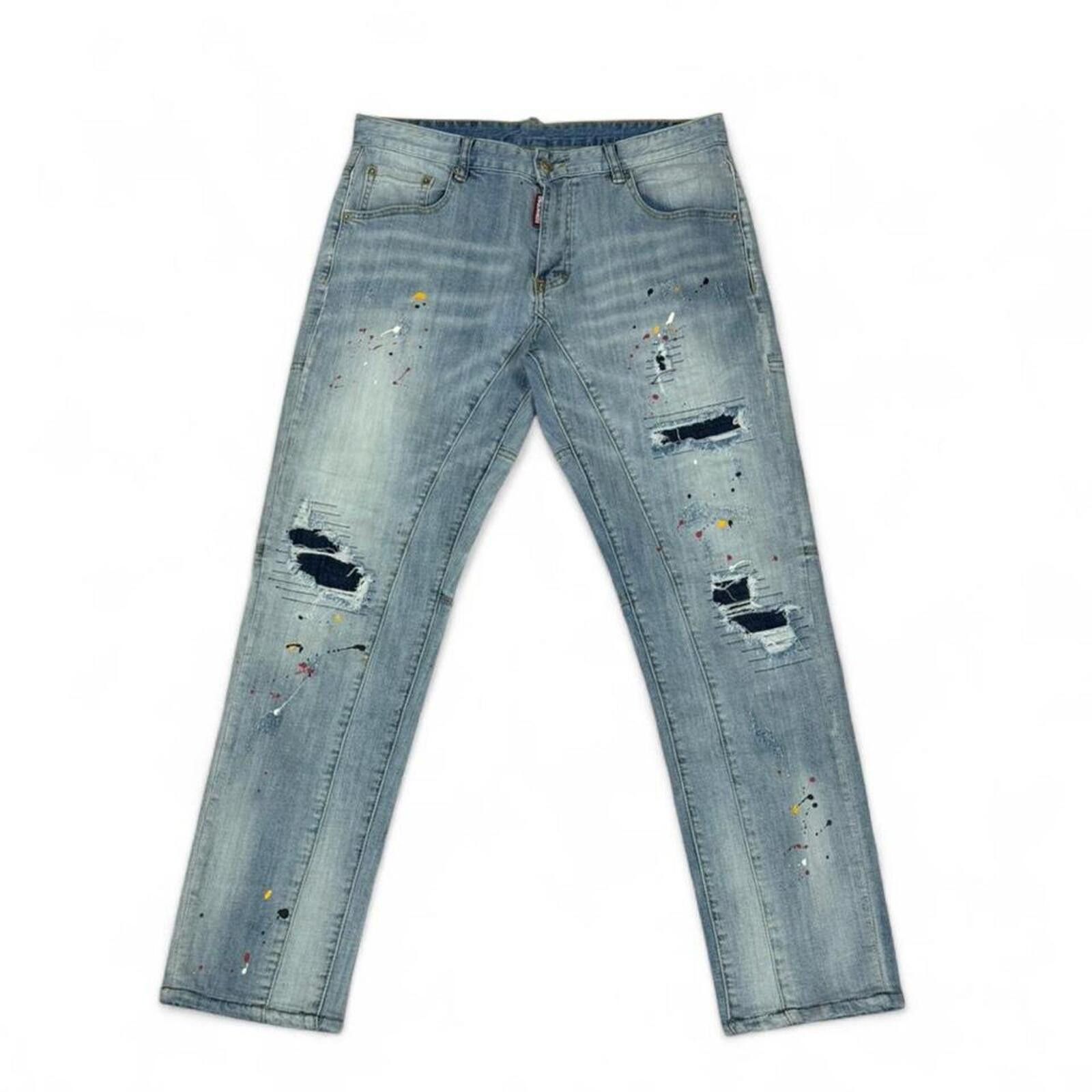 True Religion DSQUARED2 ripped look with paint splatter design Size US 32 / EU 48 - 2 Thumbnail