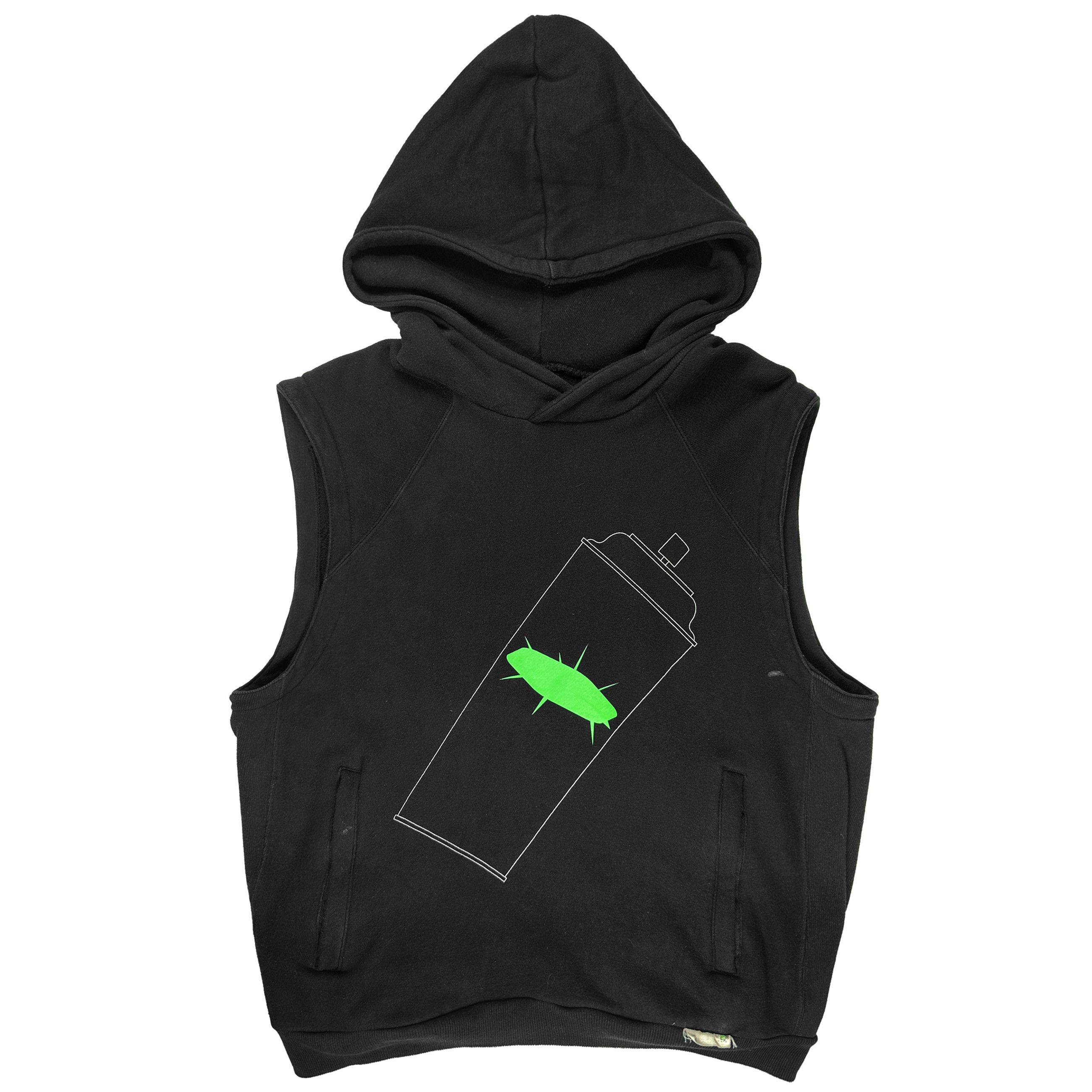 image of Undercover Ss01 Spray Paint Sleeveless Hoodie in Black, Men's (Size Medium)