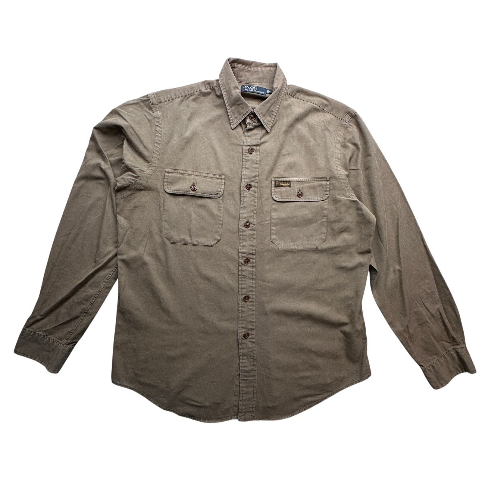 Polo Ralph Lauren Polo Ralph Lauren Twill Button Up Brown Shirt Mens L Size US L / EU 52-54 / 3 - 1 Thumbnail