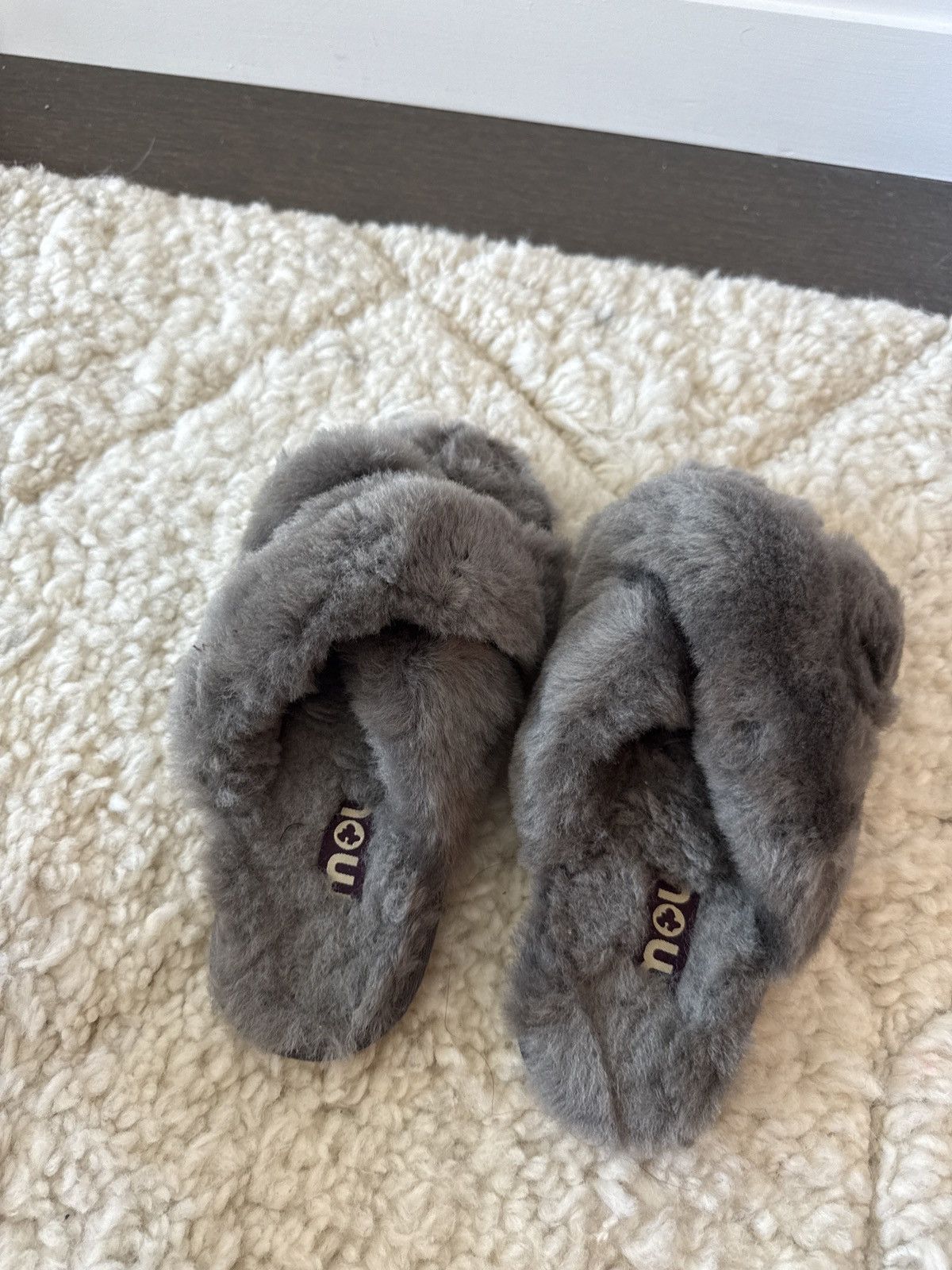Mou Mou Fuzzy Shearling Slippers – Grey Size US 7 / IT 37 - 2 Thumbnail