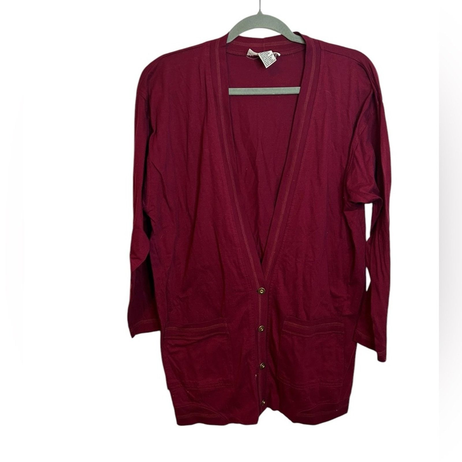 Liz Claiborne Claiborne Crazy Horse Vintage Burgundy Jersey Cardigan Size L / US 10 / IT 46 - 1 Thumbnail