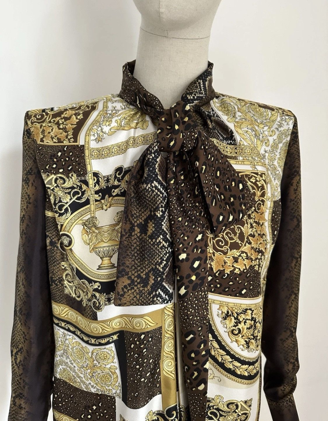 Versace Iconic Baroque Ascot Blouse Silk Size IT38!, image size:1125x1447