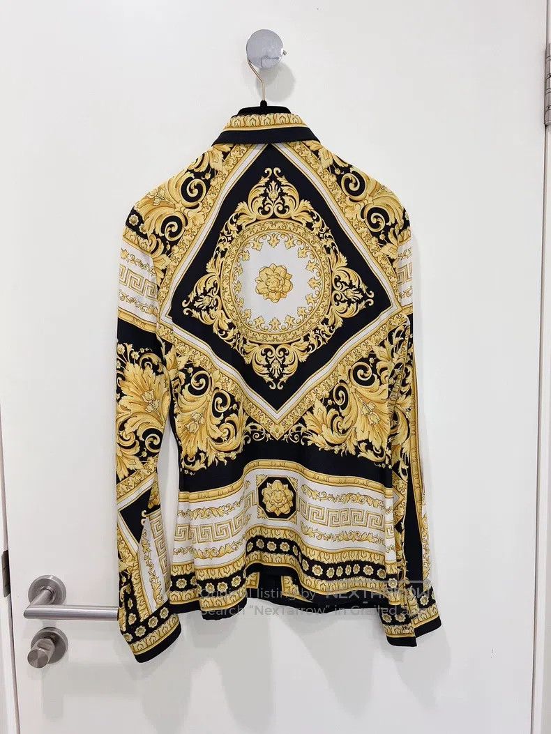 Versace Versace Black gold baroque mulberry silk shirt top Size US M / EU 48-50 / 2 - 2 Thumbnail