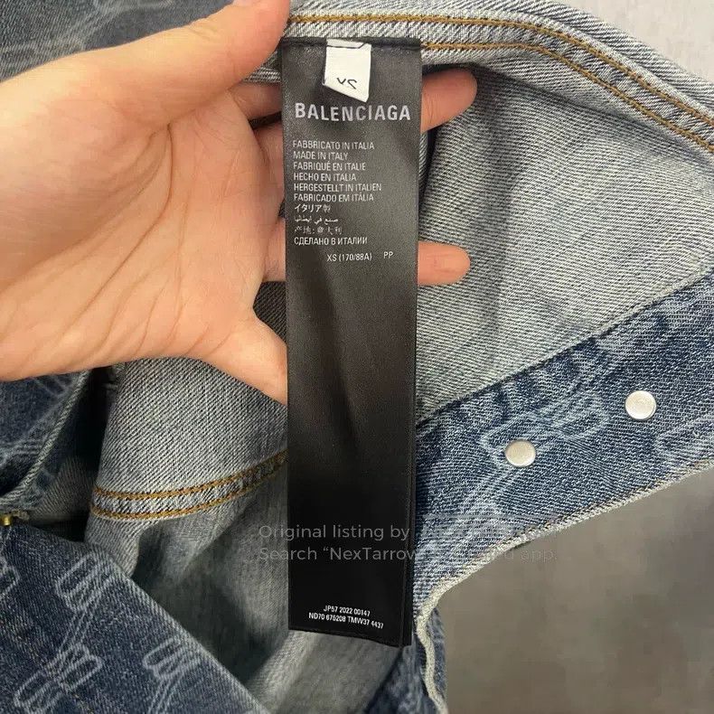 Balenciaga Balenciaga Double B Letter Logo Printed Denim Jacket Size US XS / EU 42 / 0 - 3 Thumbnail