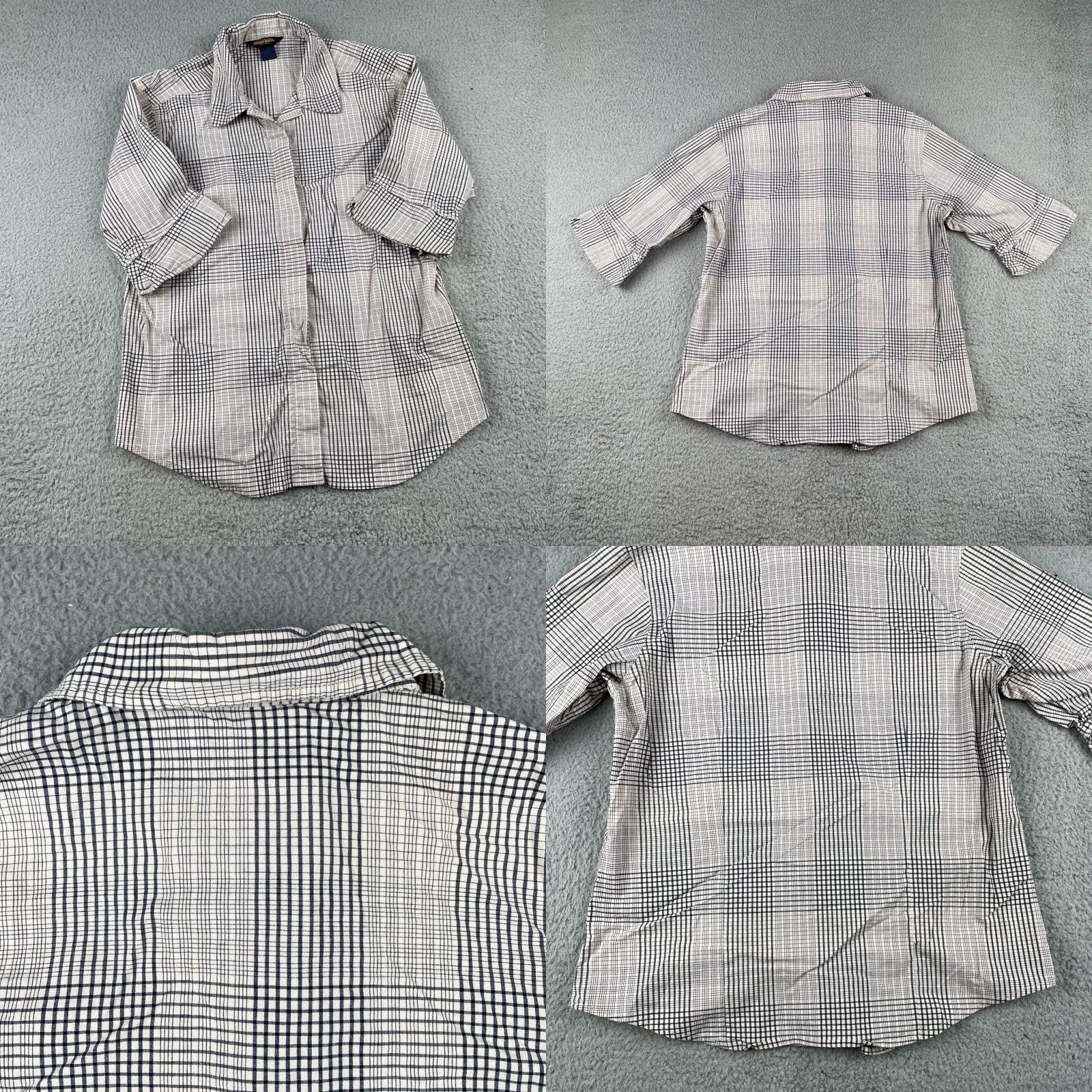 Vintage Woolrich Shirt Womens Button-Up Plaid Ivory M EUC Short Sleeve Collared Pattern: Plaid, Classic Outdoor Mens? Size M / US 6-8 / IT 42-44 - 8 Thumbnail