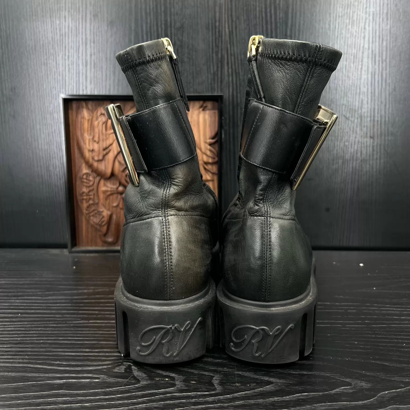 Roger Vivier RV Lambskin Metal Buckle Short Boots 40 Like New Size US 9.5 / IT 39.5 - 5 Thumbnail