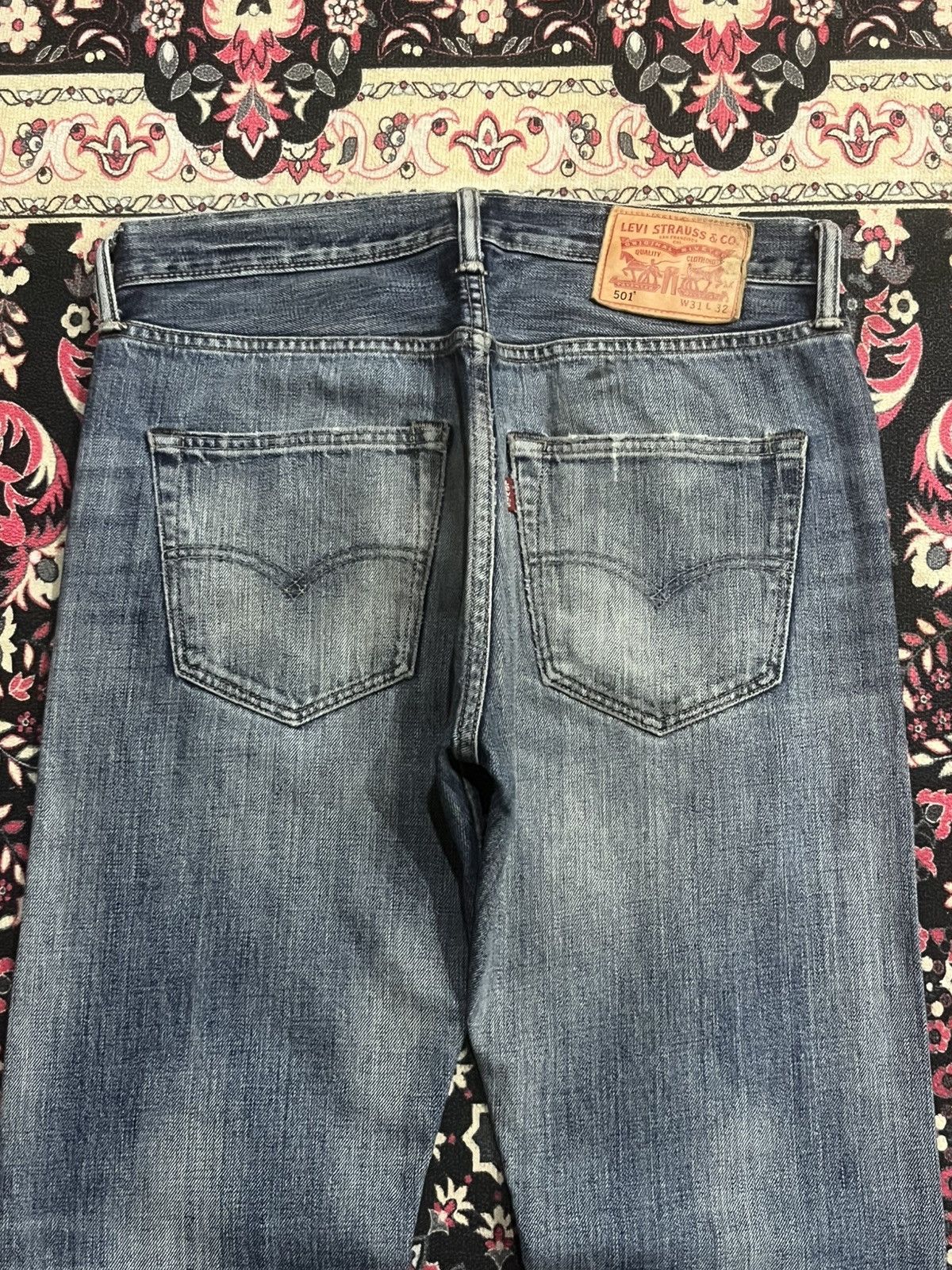 Levi's Vintage Levi’s 501 Blue Faded Washed Distress Straight Jeans Size US 31 - 9 Thumbnail