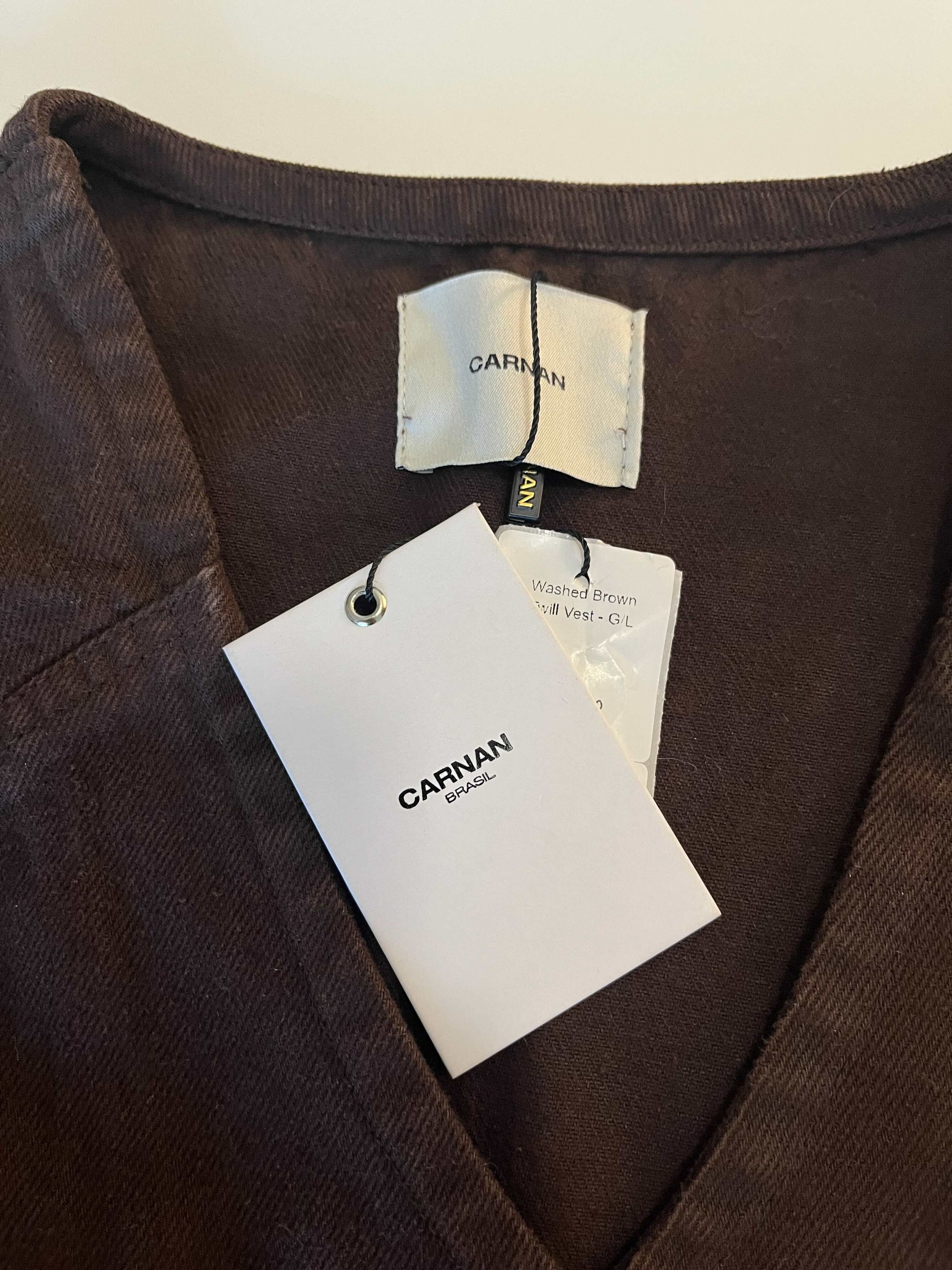 Other Carnan - Workwear Washed Brown Twill Vest Size 40R - 5 Thumbnail