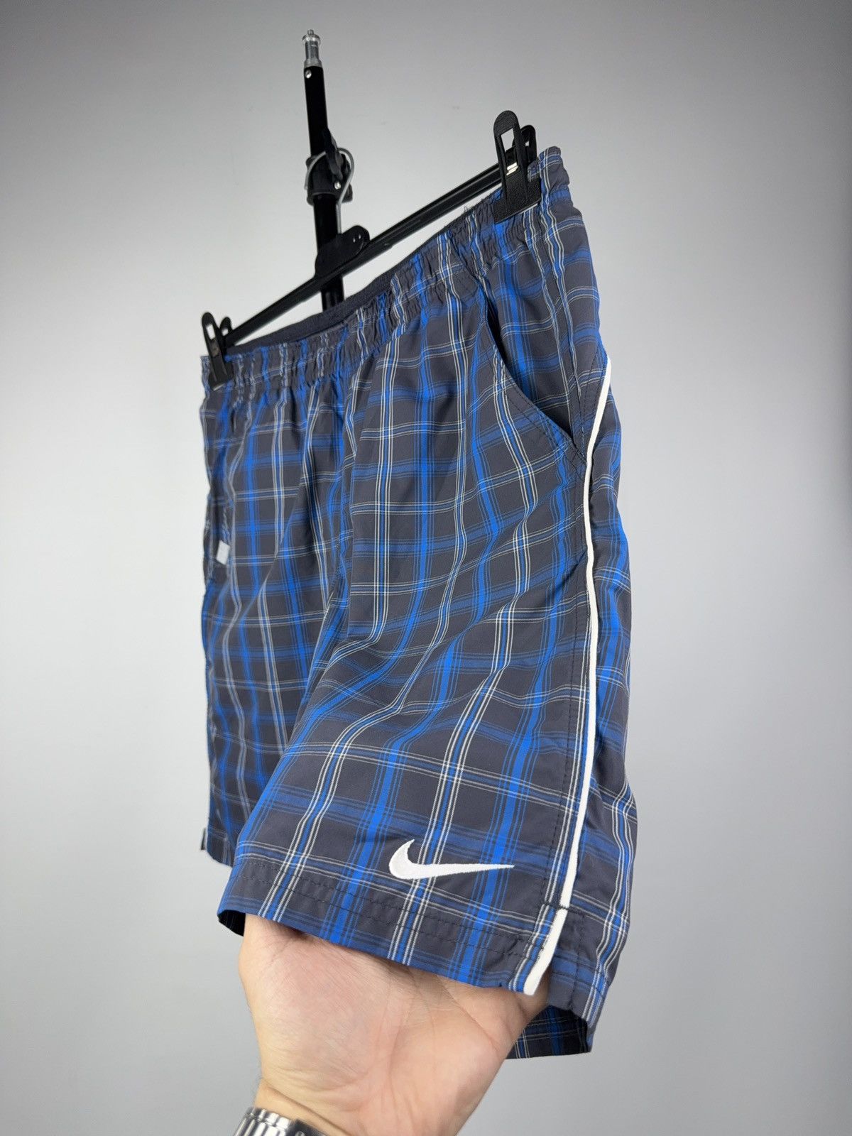 Nike 00s Nike Vintage Swim Shorts Blue Plaid Check Logo Size M Size US 32 / EU 48 - 2 Thumbnail