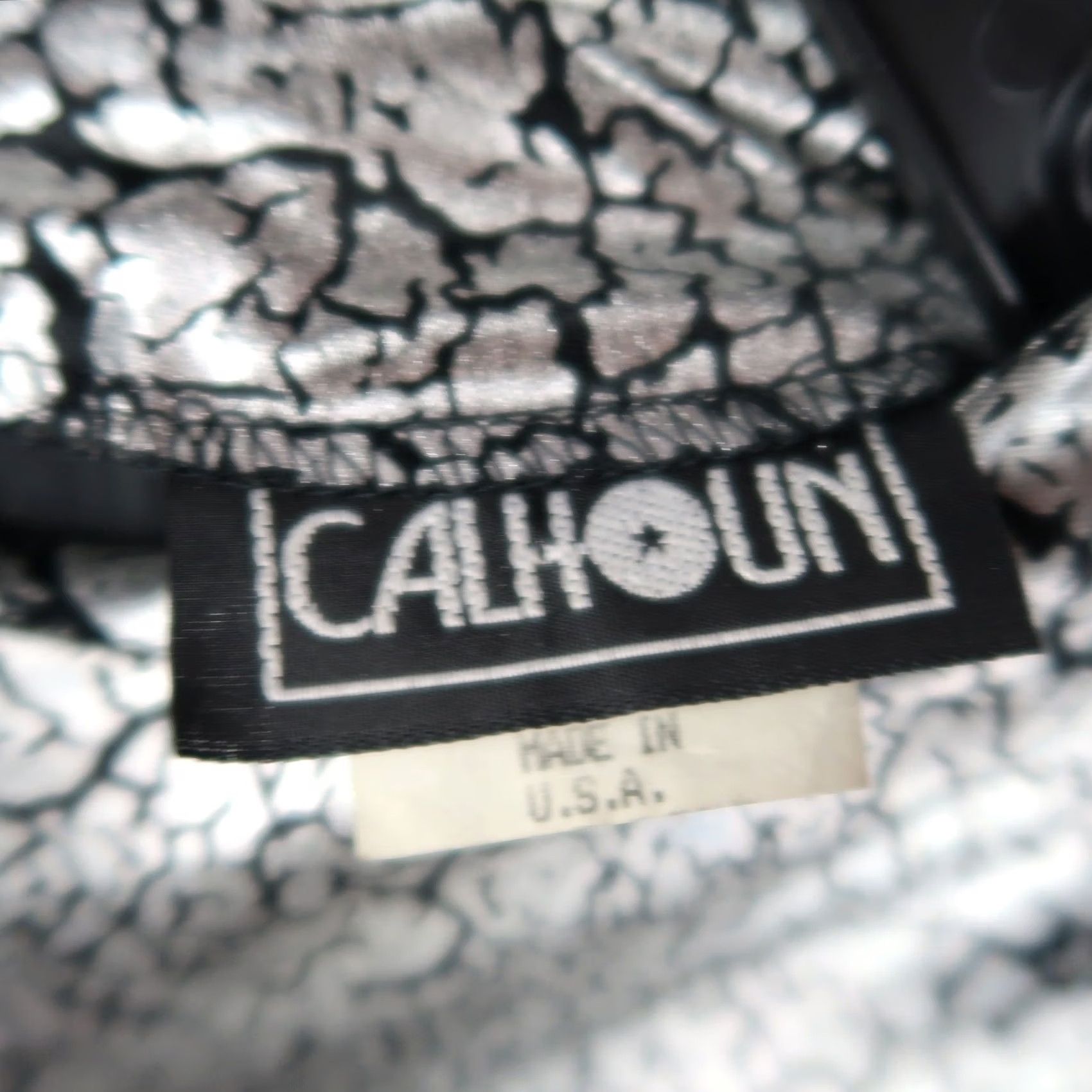 Vintage VINTAGE Calhoun Jumpsuit One-Piece Metallic Silver and Black 80s 90s Zip Ladies S Size 28" / US 6 / IT 42 - 4 Thumbnail