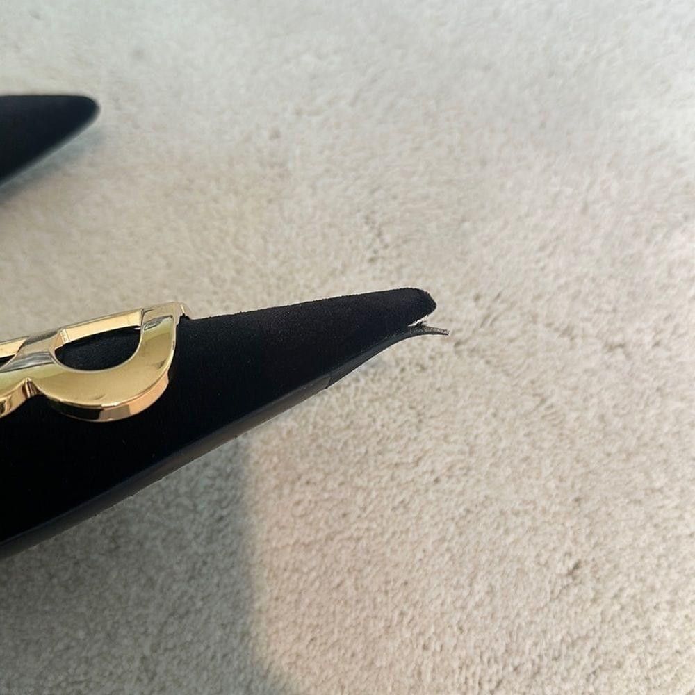 Balenciaga Balenciaga Black Velvet BB Knife Slingback Flats Size US 8.5 / IT 38.5 - 6 Thumbnail