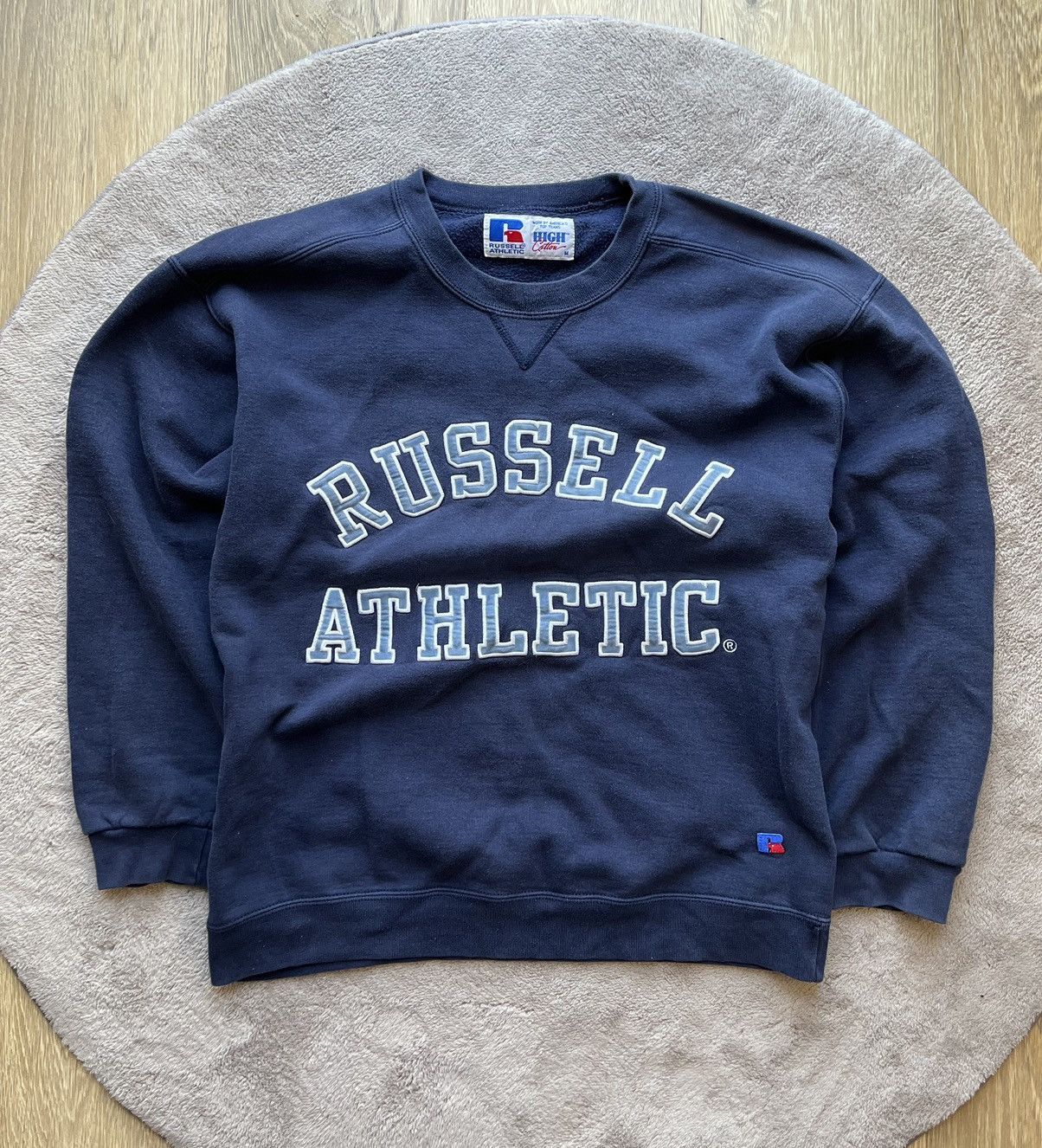 Russell Athletic × Vintage Vintage 90s Russell Athletic Blue Boxy Big Logo Size US M / EU 48-50 / 2 - 1 Thumbnail