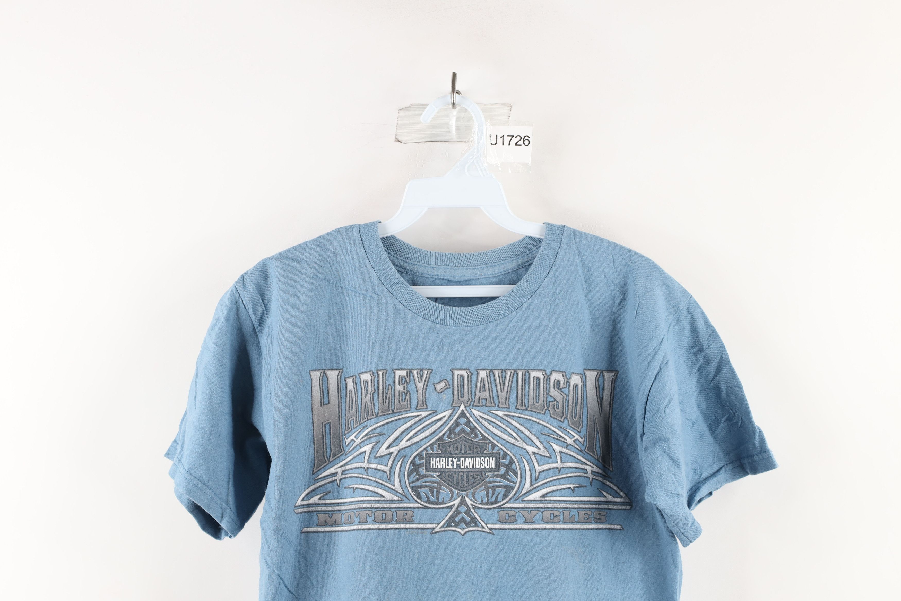 Harley Davidson × Vintage Vintage Harley Davidson Spell Out Spades Tribal T-Shirt Size US S / EU 44-46 / 1 - 2 Thumbnail
