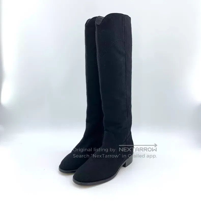 Chanel Chanel Black round toe suede casual flat high boots Size US 7.5 / IT 37.5 - 1 Thumbnail