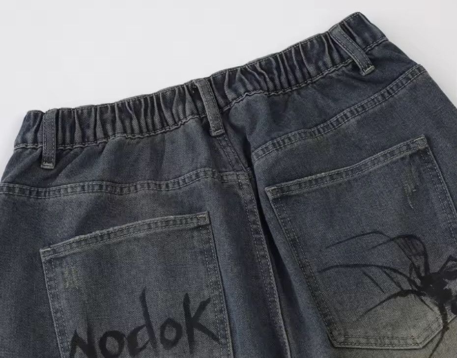 Japanese Brand × Vintage Y2k Spider Cobweb Printed Shorts Denim Size US 32 / EU 48 - 7 Thumbnail