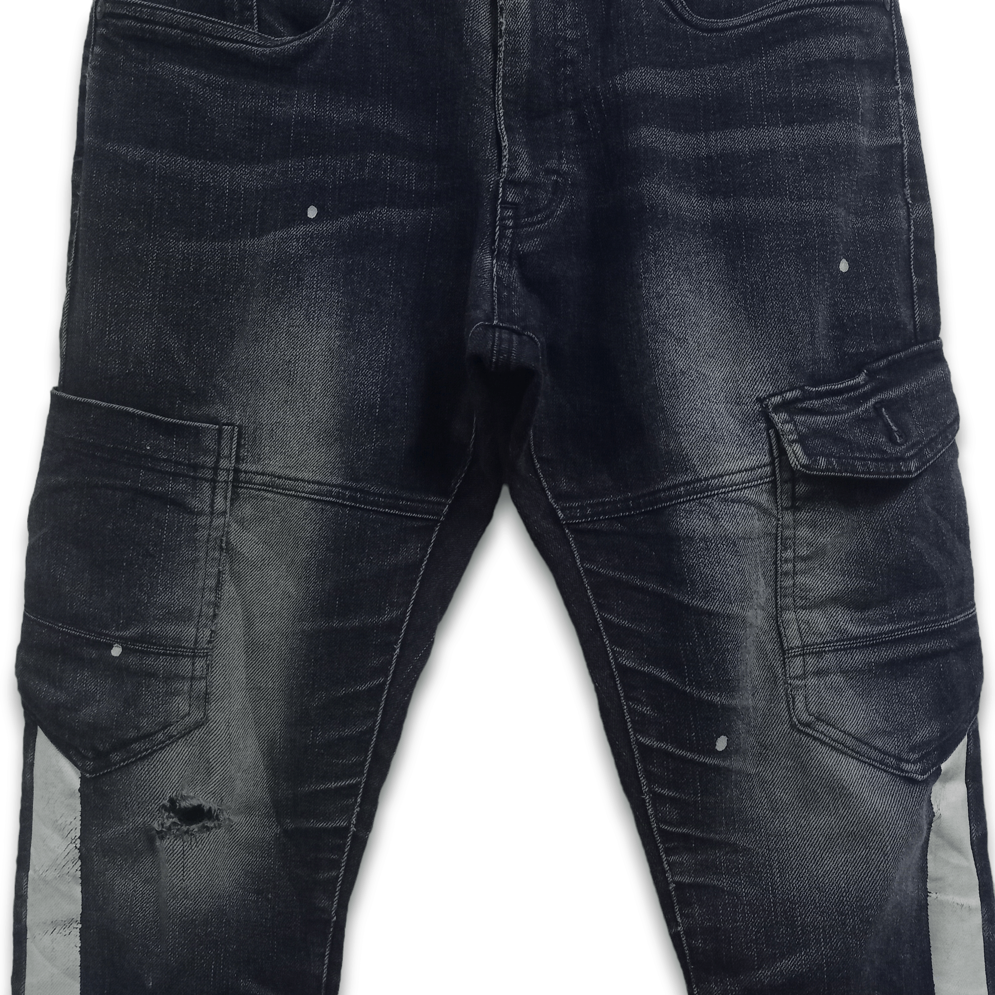 Japanese Brand Vintage Japanese Brand Painted Cargo Denim Pants 31x32 Size US 31 - 5 Thumbnail