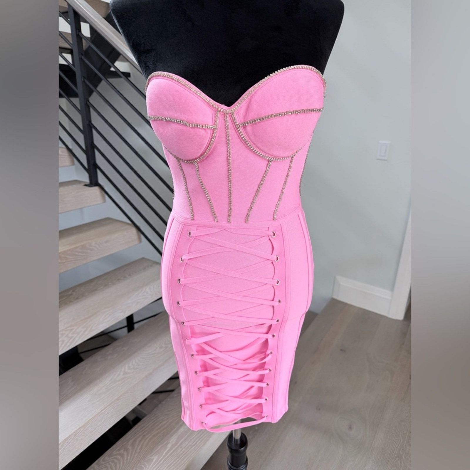 Other New Y2K Bodycon Pink Corset Style Summer Strapless Dress Size S / US 4 / IT 40 - 10 Thumbnail