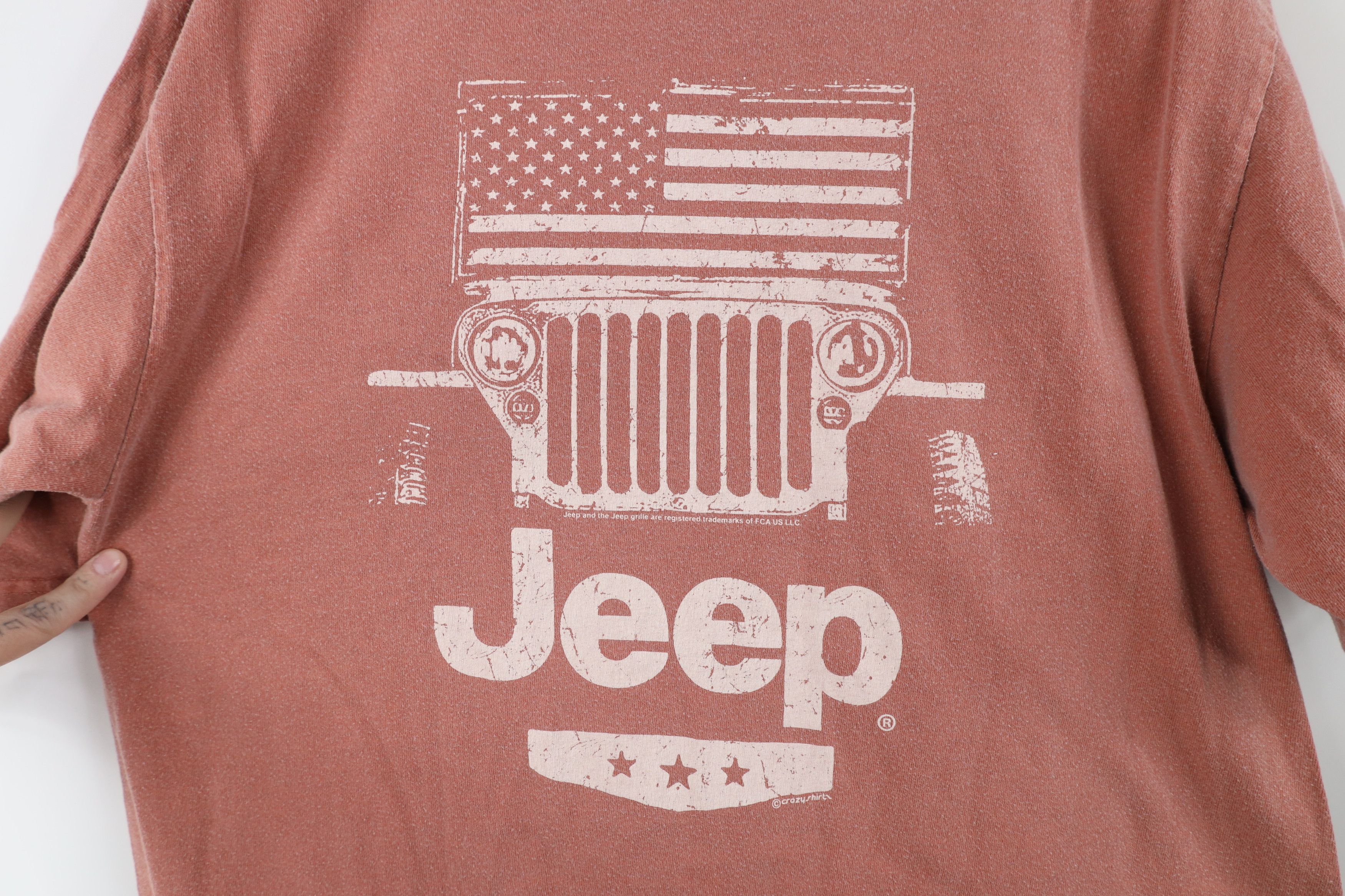 Vintage Vintage 90s Y2K Pigment Dye Jeep Motors T-Shirt Red Orange Size US M / EU 48-50 / 2 - 10 Thumbnail