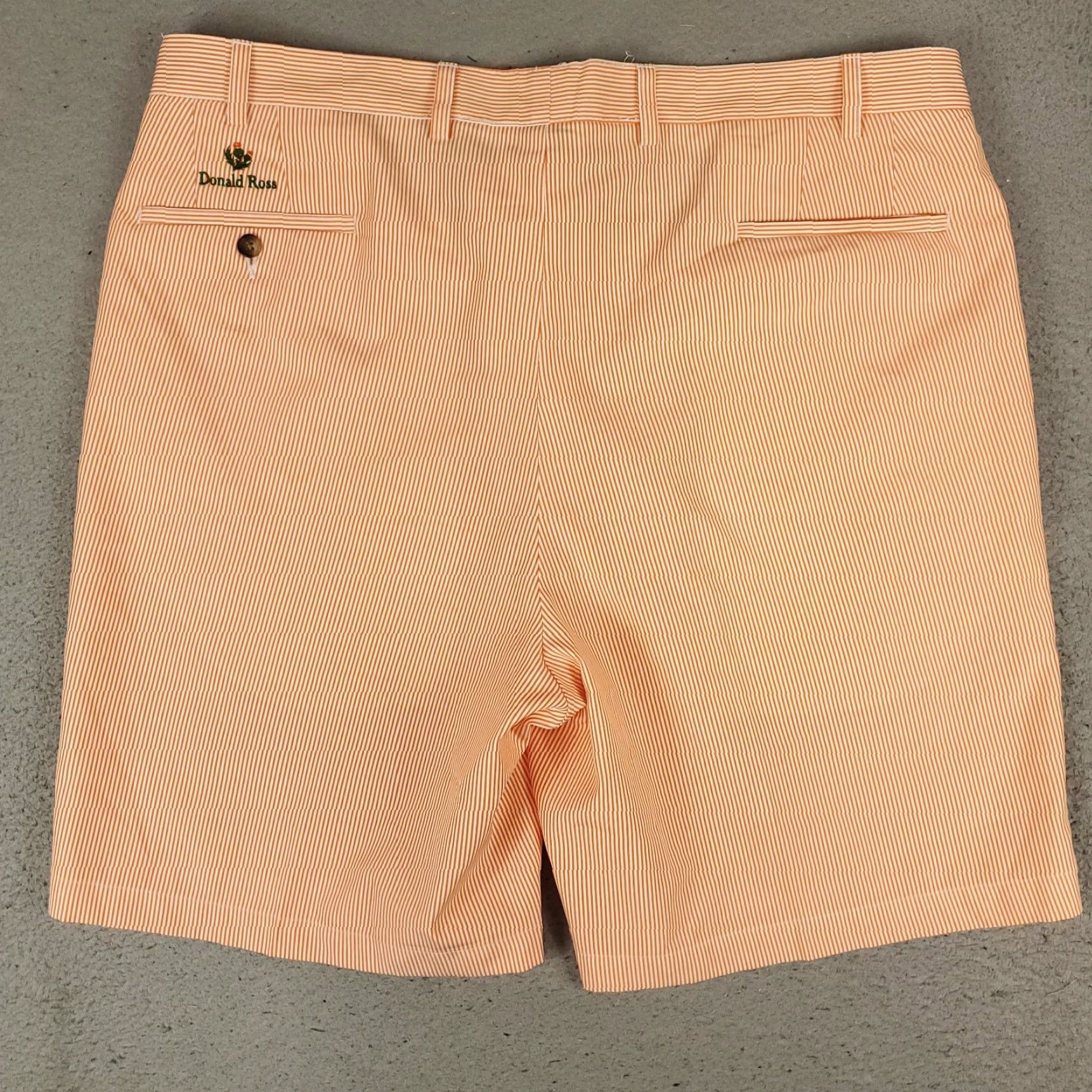 Vintage Donald Ross Shorts Mens Size 40 Orange Striped Polyester Golf Flat Front Chino Shirt Size US 40 / EU 56 - 7 Thumbnail
