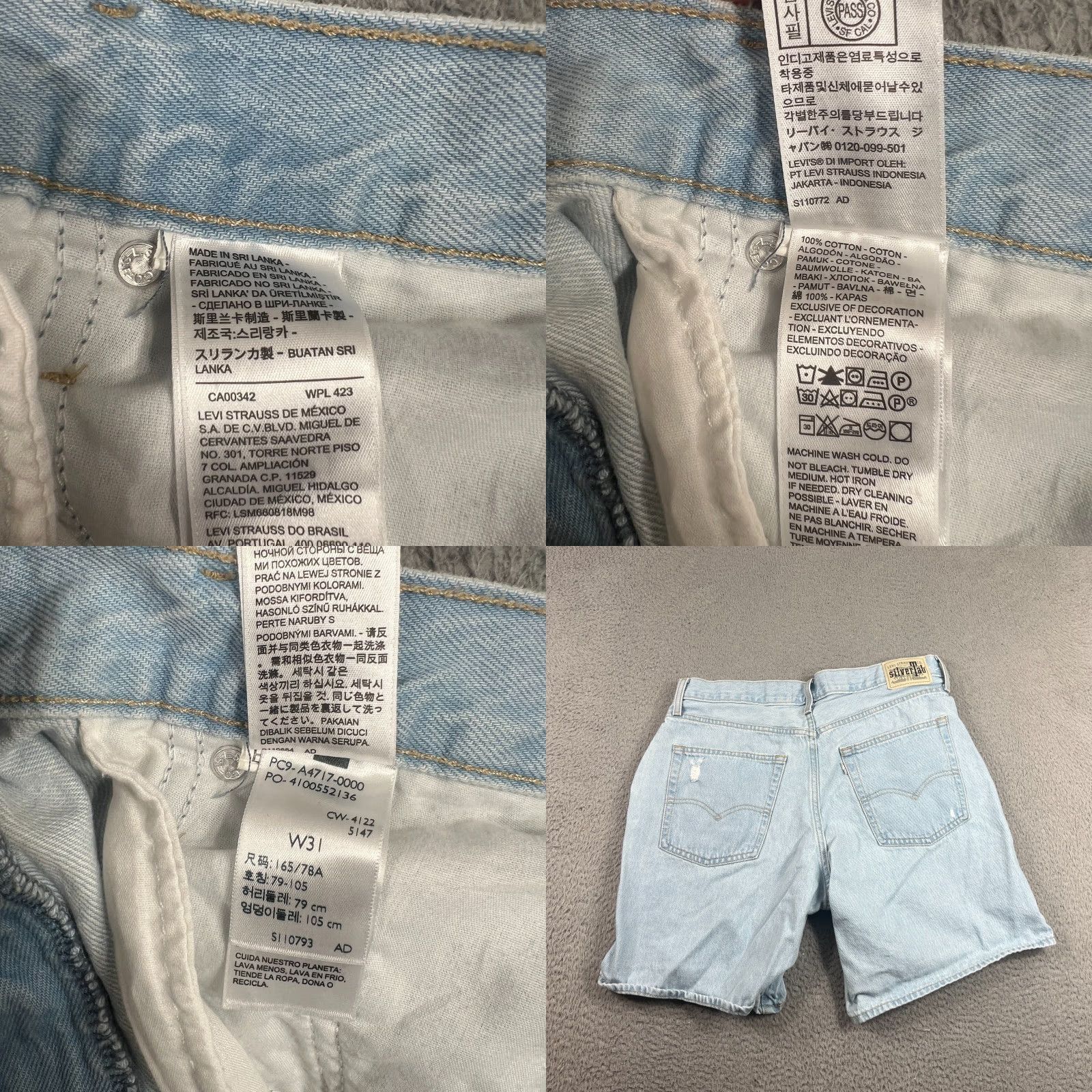 Levi's VINTAGE Levi's Silver Tab Baggy Light Wash Denim Shorts 31 Distressed Skater Jeans Shorts 90s Jorts Mens Size US 31 - 8 Thumbnail
