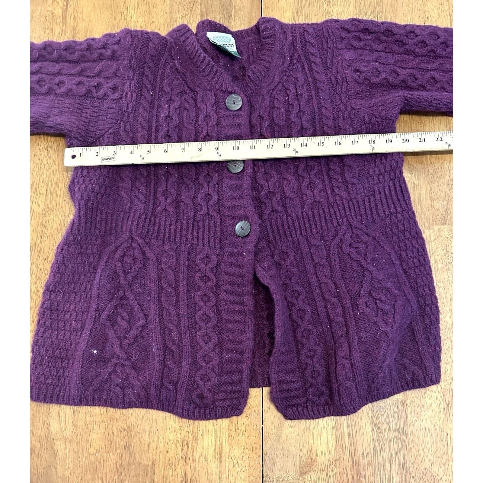 Vintage Shannon Woolen Mills Merino Wool Cardigan Sweater Small Purple Ireland Womens Size S / US 4 / IT 40 - 6 Thumbnail