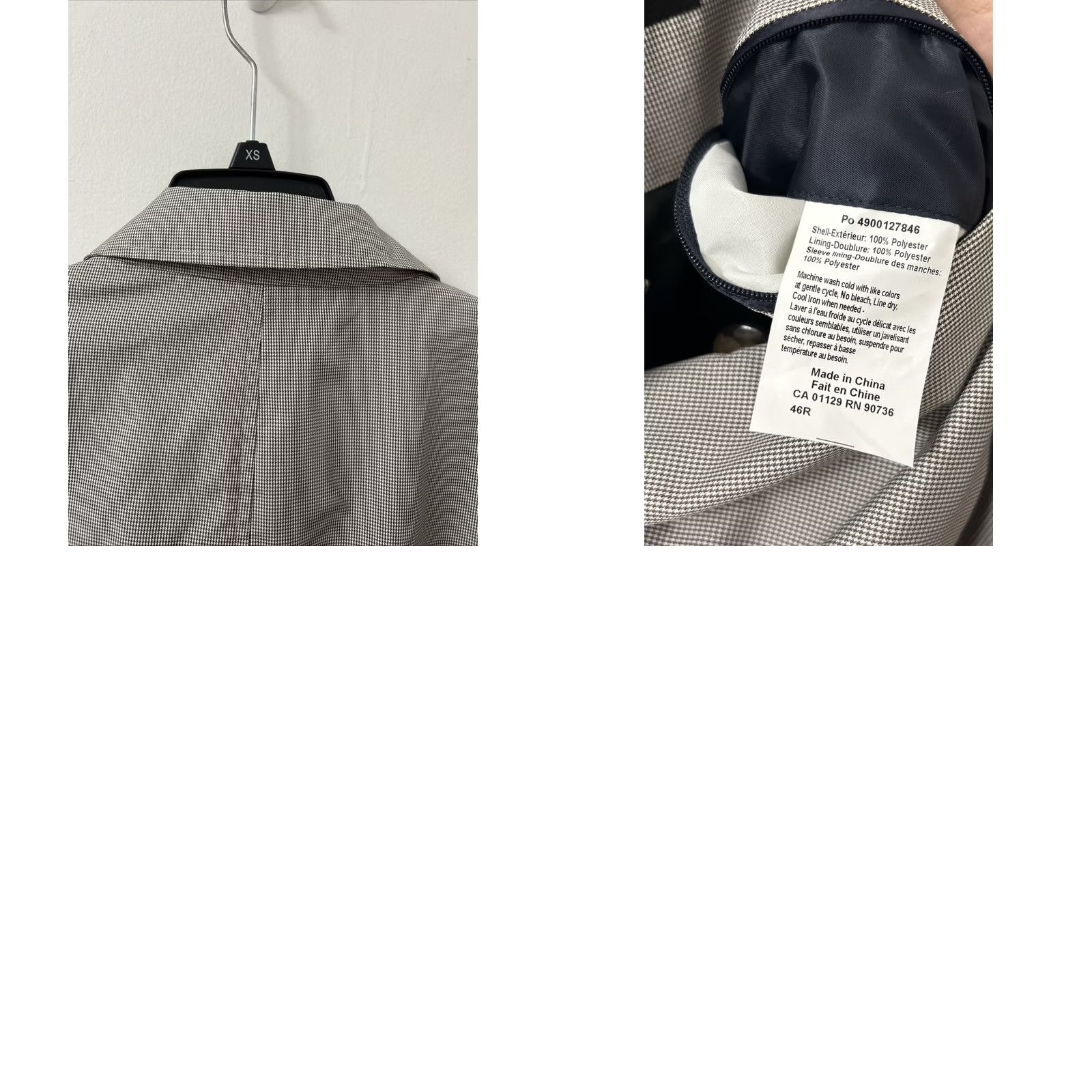 Ralph Lauren VINTAGE Lauren Ralph Lauren Trench Coat Mens 46R Gray Houndstooth Polyester Rain Jacket Size US S / EU 44-46 / 1 - 9 Thumbnail