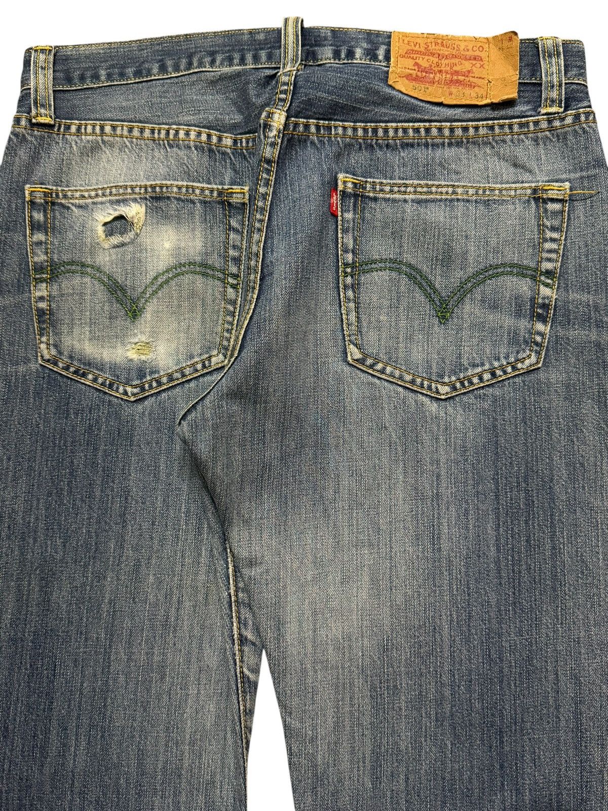 Levi's Vintage Y2K Levis 501 Blue Faded Wash Distressed Wide Leg Size US 32 / EU 48 - 5 Thumbnail