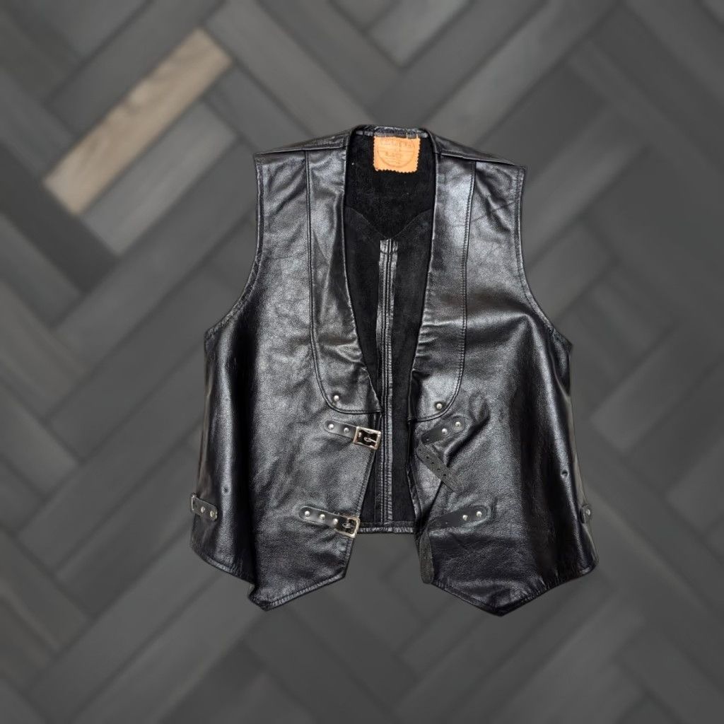 Vintage VINTAGE Leather vest motorcycle HANDCRAFTED black XS Western 34 cowhide Mens 1970s Size US XS / EU 42 / 0 - 1 Thumbnail