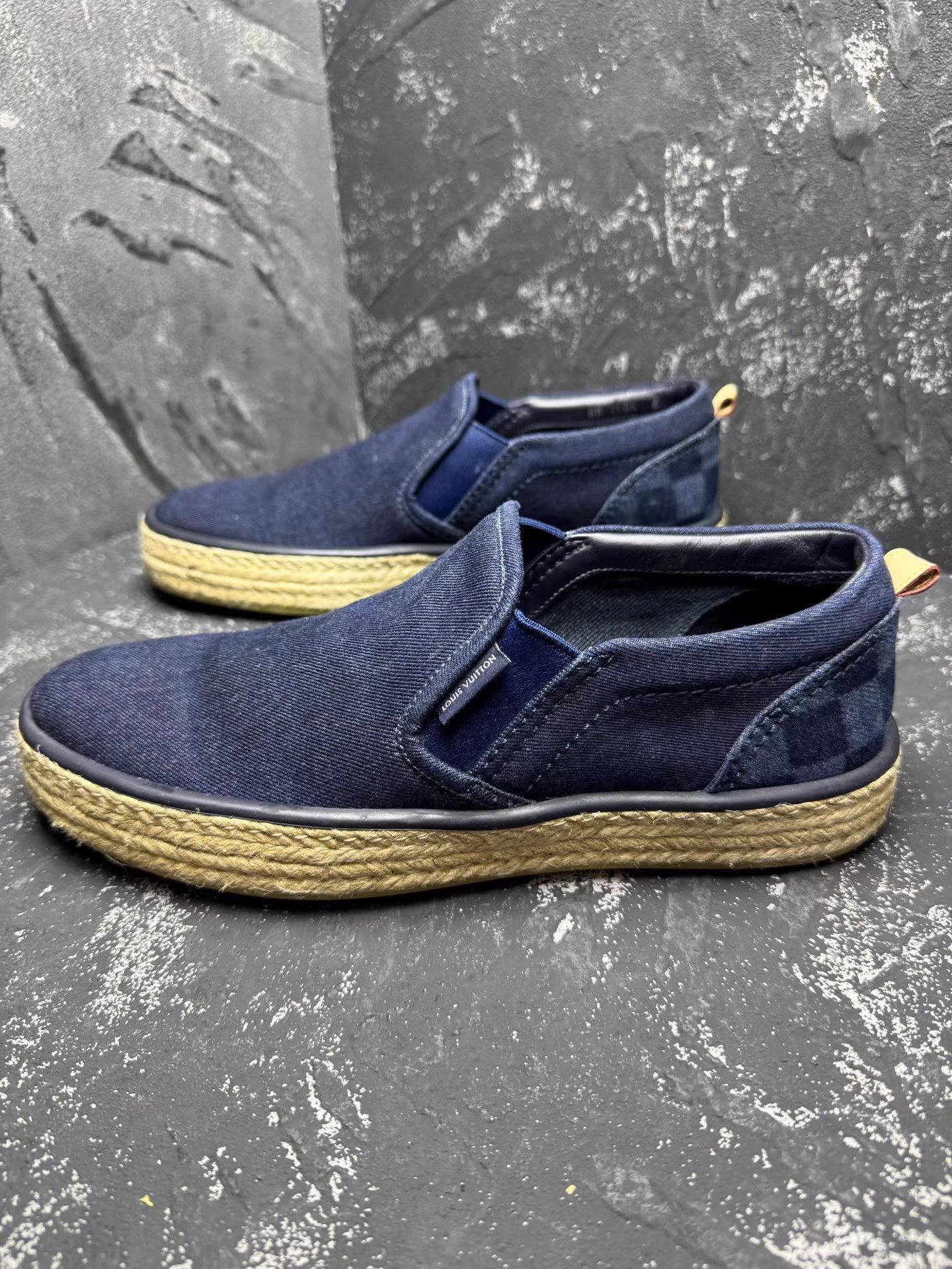 Louis Vuitton LV Denim Damier Raffia Espadrilles Q10 Size US 7 / EU 40 - 7 Thumbnail