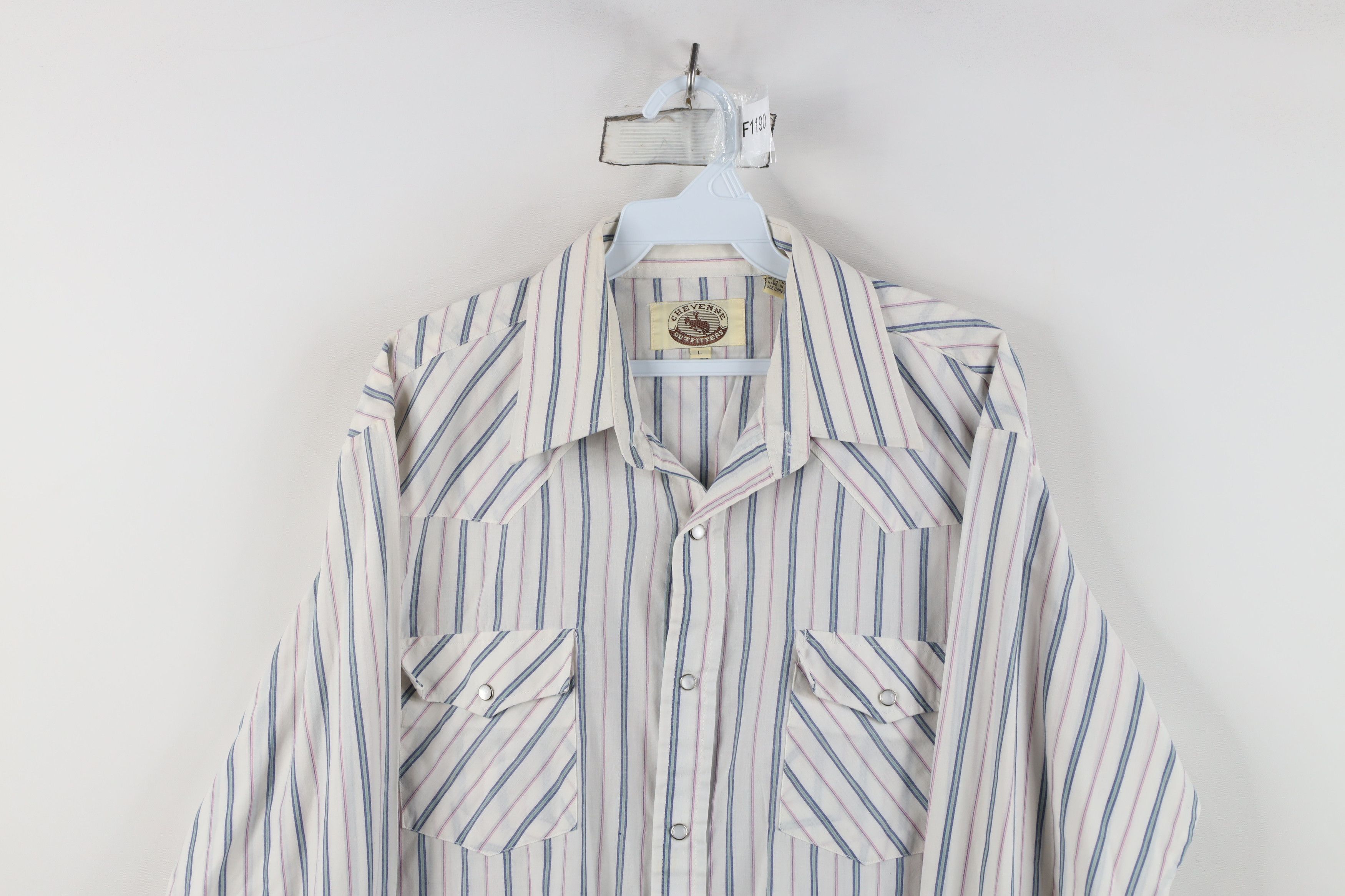 Vintage Vintage 70s Rockabilly Cowboy Striped Snap Button Shirt Size US L / EU 52-54 / 3 - 2 Thumbnail
