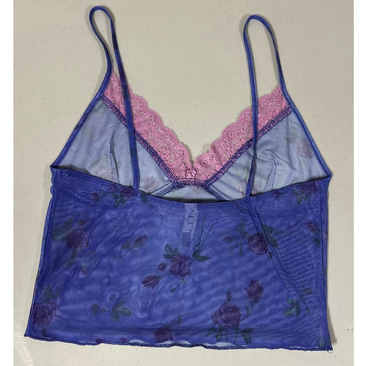 Vintage Motel Purple Floral Mesh Lace Tank Crop Top Shirt Size S 🌹✨ Size S / US 4 / IT 40 - 4 Thumbnail