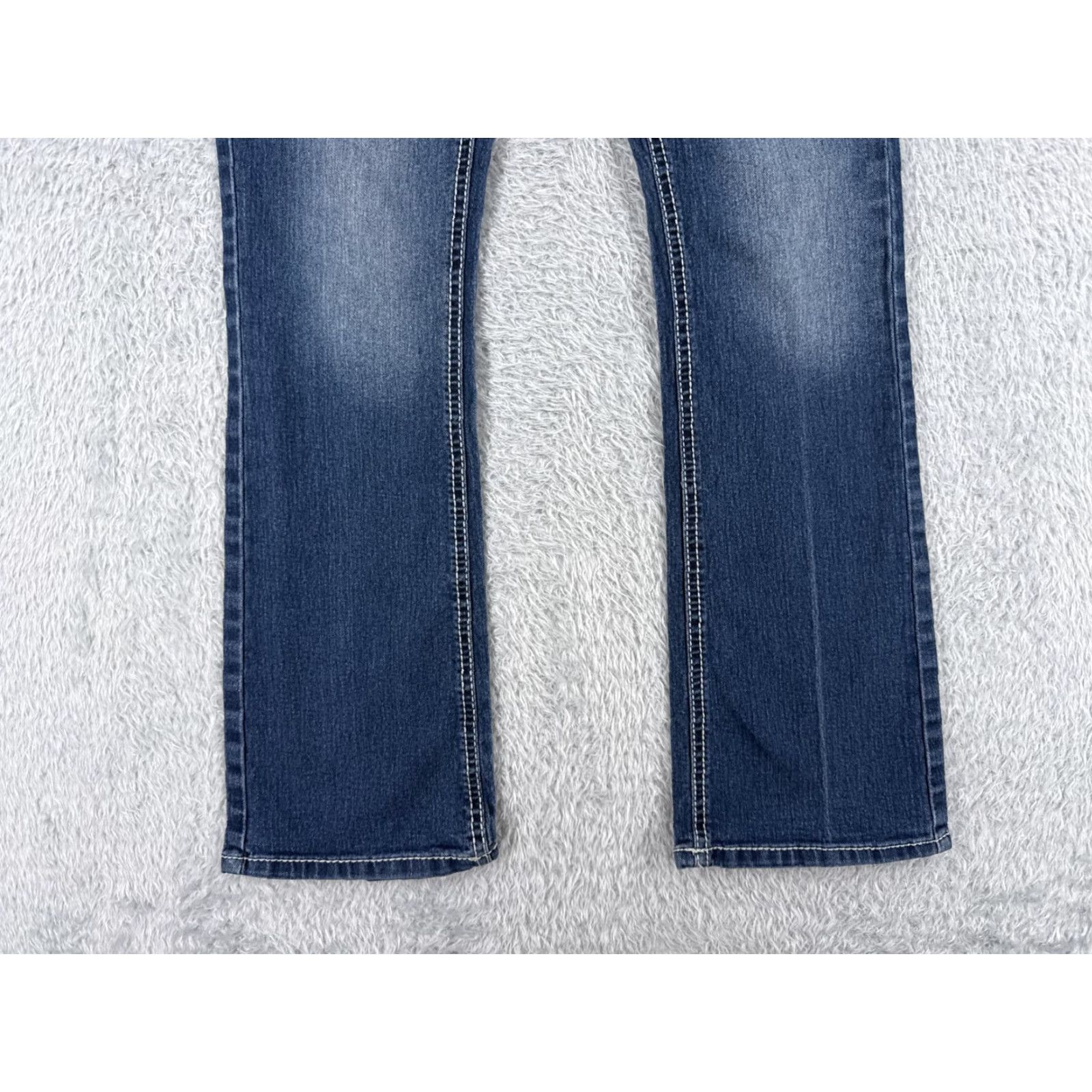 Faded Glory Vintage Faded Glory Blue Denim Bootcut Jeans Womens 26x28 Low Rise Distressed 6P Size 28" / US 6 / IT 42 - 2 Thumbnail