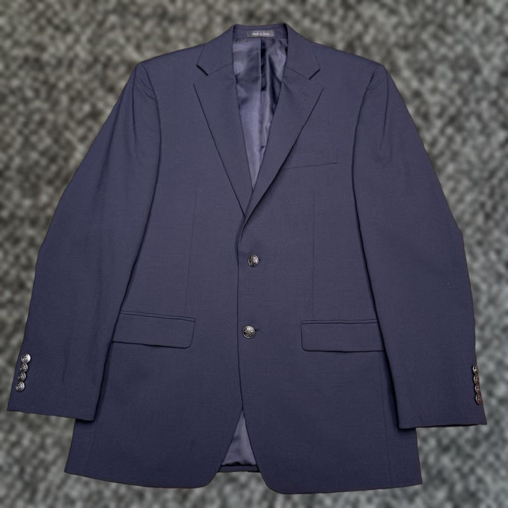 Michael Kors Michael Kors Sport Coat Blazer 38R Navy Blue Wool Stretch Four-Button Notch Lapel Single-Breasted Regular Mens Blazer Jacket Coat Size 38R - 1 Thumbnail