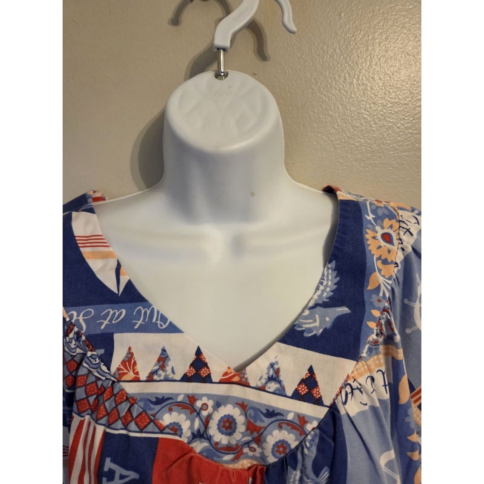 Nautica VINTAGE Anthony Richards House Dress Muumuu Womens M Patriotic Nautical Size M / US 6-8 / IT 42-44 - 2 Thumbnail