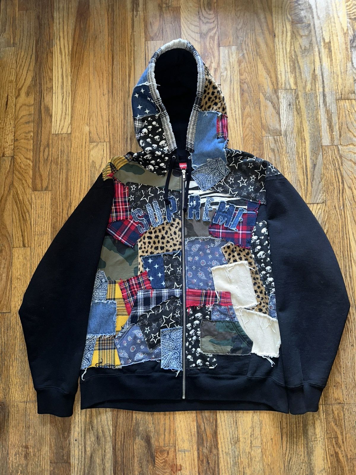 Supreme Supreme Patchwork Zip Up Hooded Sweatshirt | Grailed