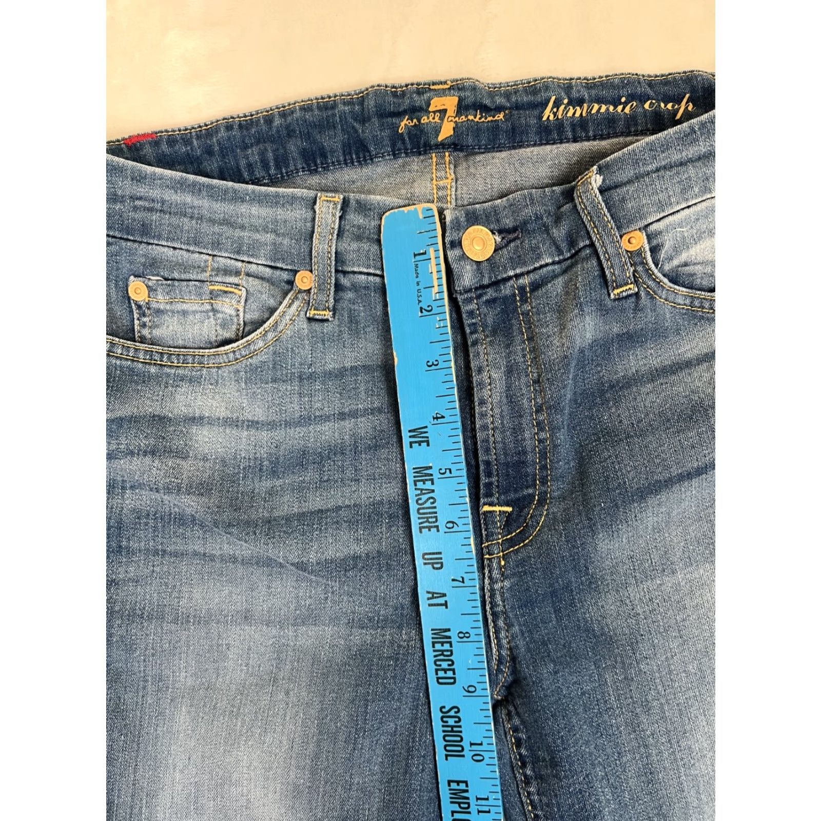 7 For All Mankind 7 For All Mankind Jeans Womens Blue 32 Kimmie Crop Denim Stretch Cotton Blend Size 24" / US 00 / IT 34 - 4 Thumbnail