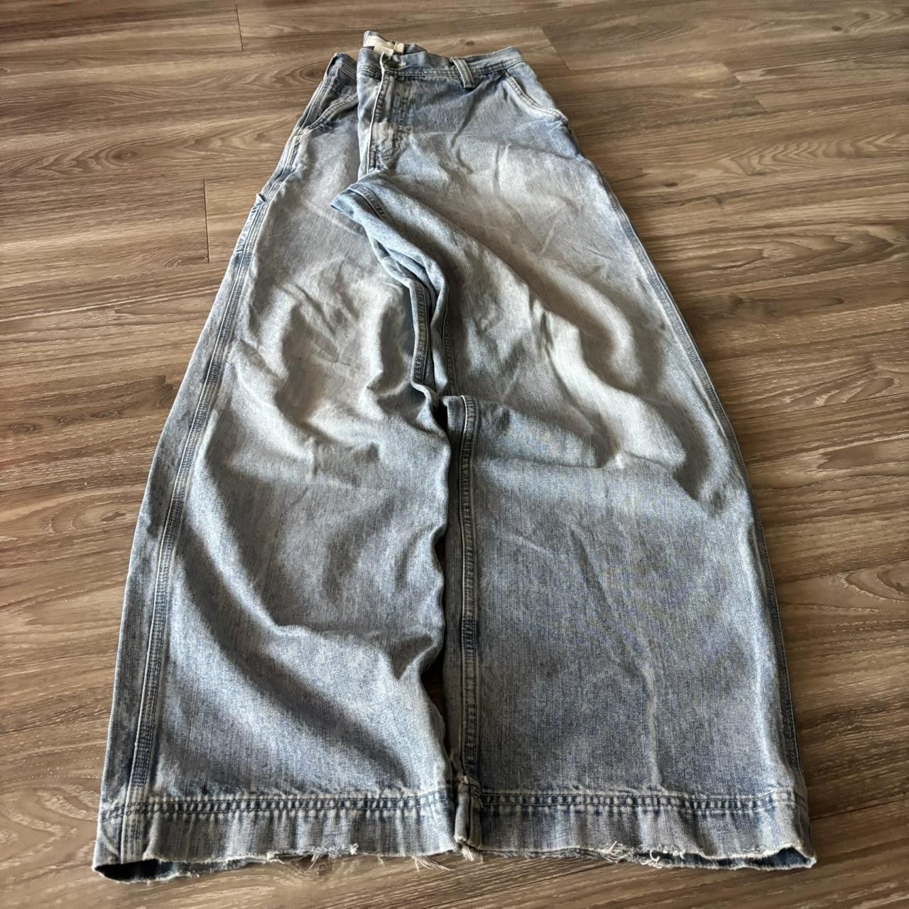 Japanese Brand Crazy Vintage Y2K/2000s Baggy Faded Wash Skater Style Carpenter Denim Jeans! 33x33 Size US 33 - 3 Thumbnail