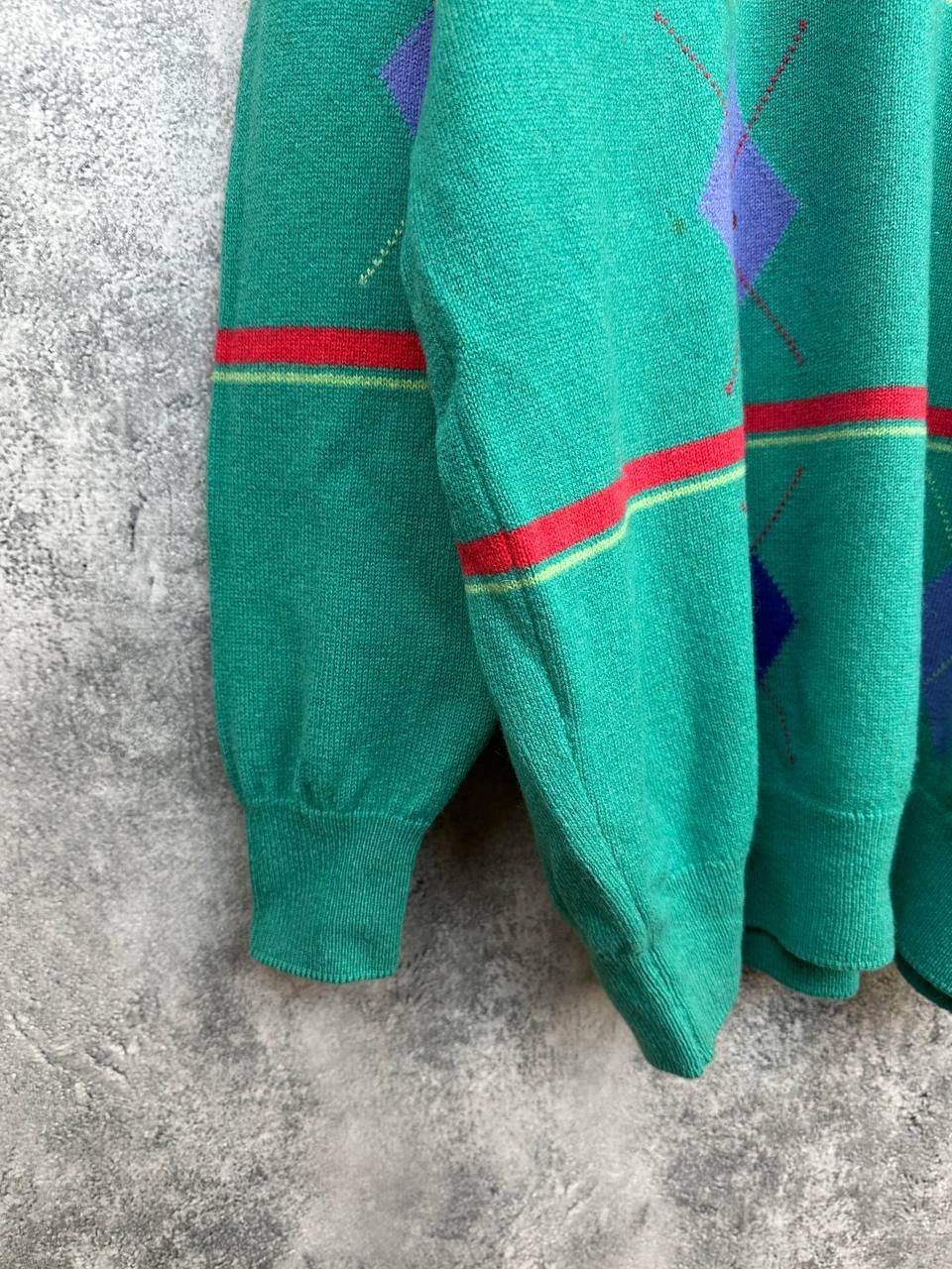 Pringle Of Scotland Pringle of Scotland Argyle Stripe Crew Wool Sweater Mentol Size US L / EU 52-54 / 3 - 6 Thumbnail