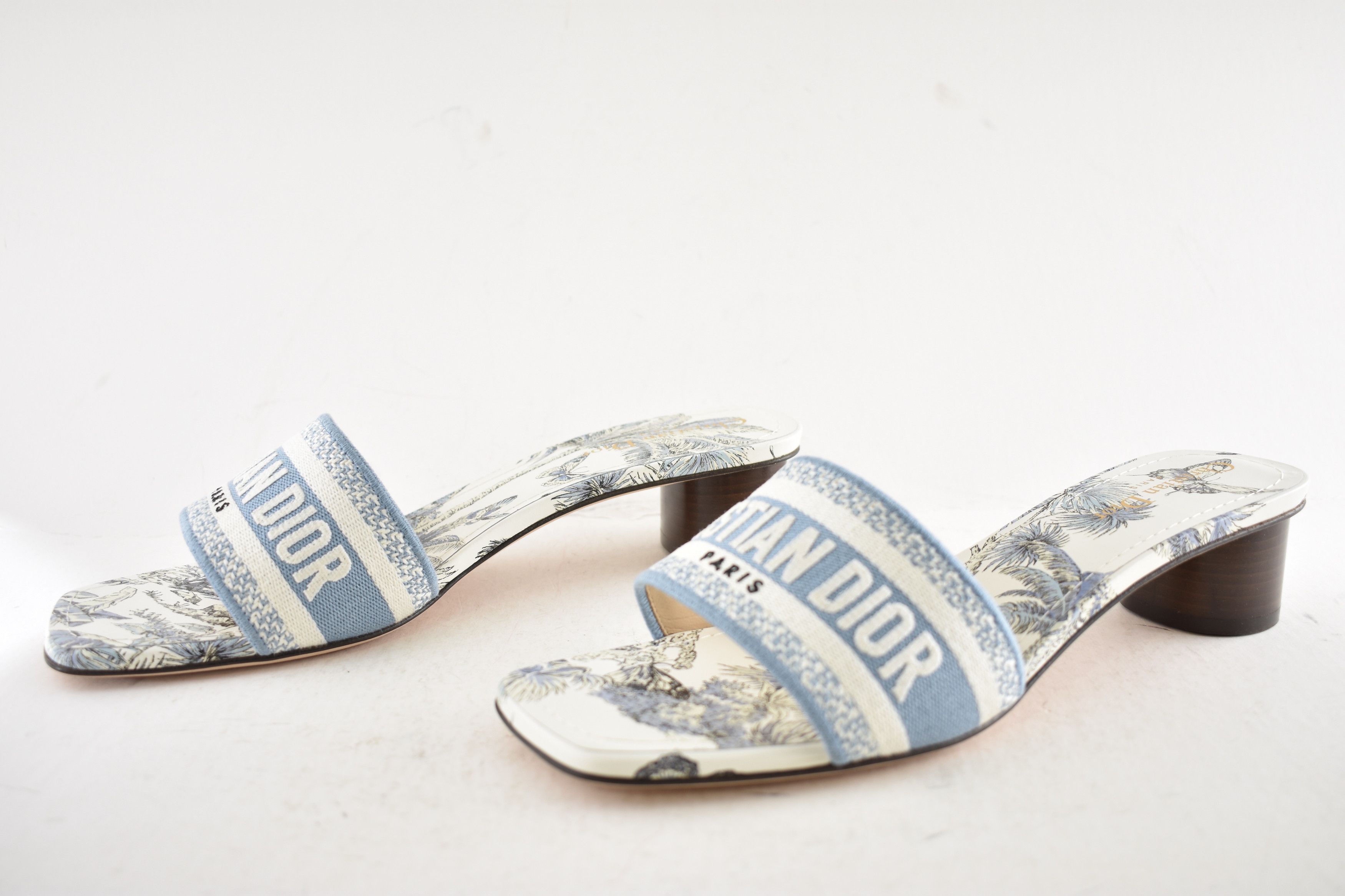 Dior Dior Dway Heeled Slide White TDJ Palms Logo Heel Sandal 41.5 Size US 11.5 / IT 41.5 - 11 Thumbnail